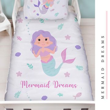 Kinderbettwäsche Meerjungfrau 100x135 + 40x60 cm, 100 % Baumwolle, MTOnlinehandel, Biber, 2 teilig, Mermaid Dreams Babybettwäsche