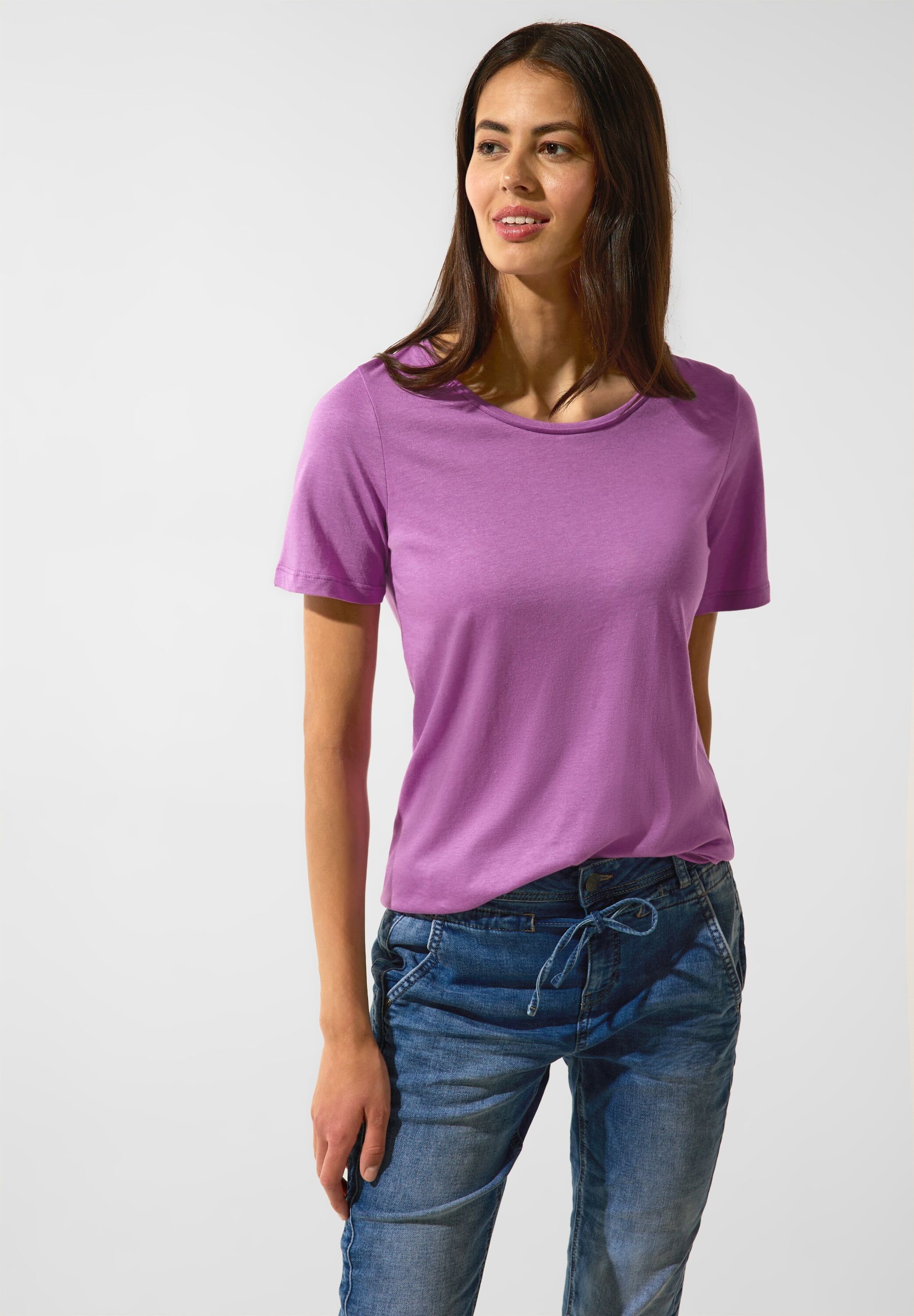 ONE STREET Unifarbe meta in lilac T-Shirt