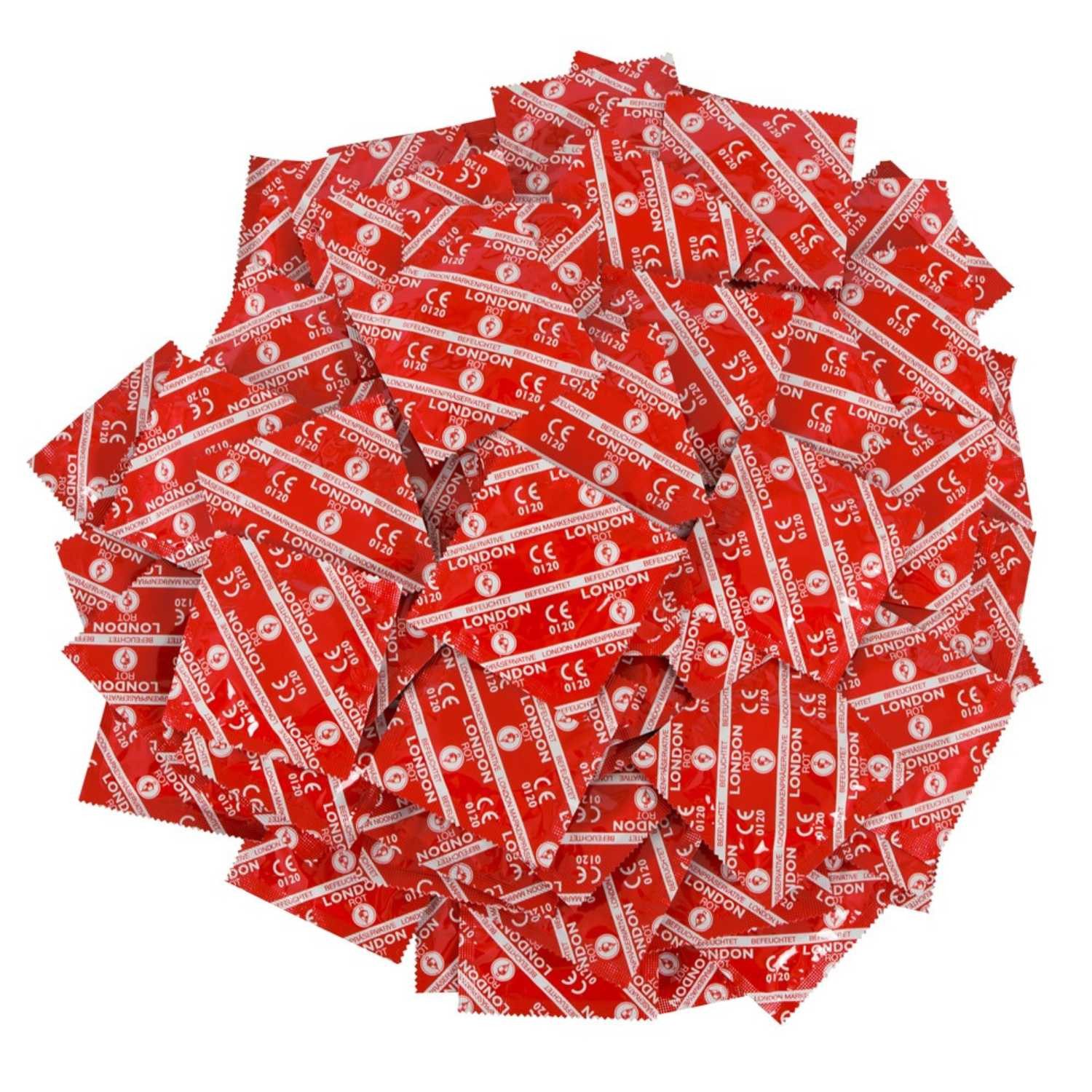 London Einhand-Kondome London Red rote Kondome 100 Stück, 100 St., mit Geschmack