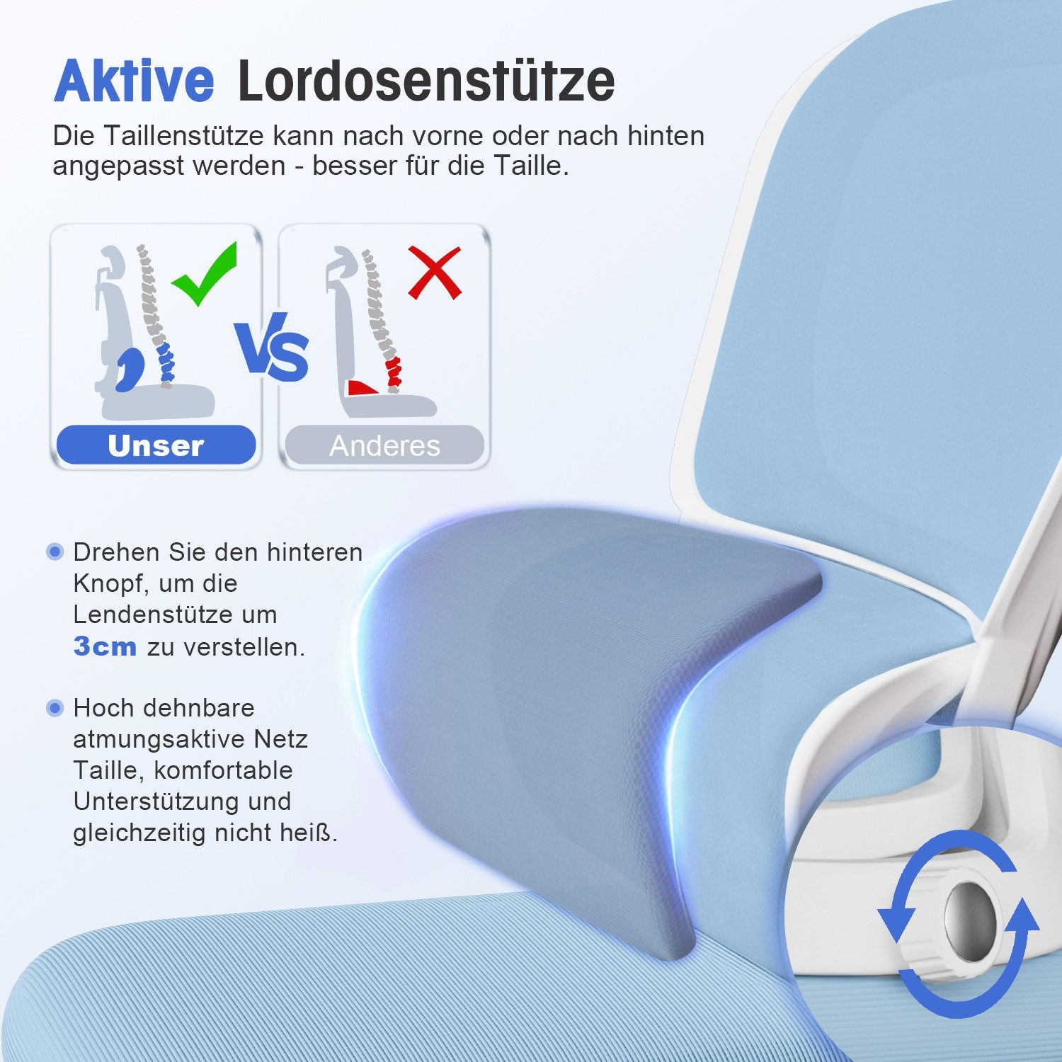 Homimaster Bürostuhl Bürostuhl, Schreibtischstuhl Ergonomisch mit Klappbaren Armlehnen (Bürostuhl mit Verstellbarer Kopfstütze, 90° Klappbare Armlehnen und Lendenwirbelstütze, Höhenverstellbarer Chefsessel aus Mesh), Bürostuhl mit maximaler Neigung von 135°, bis 150 kg belastbar