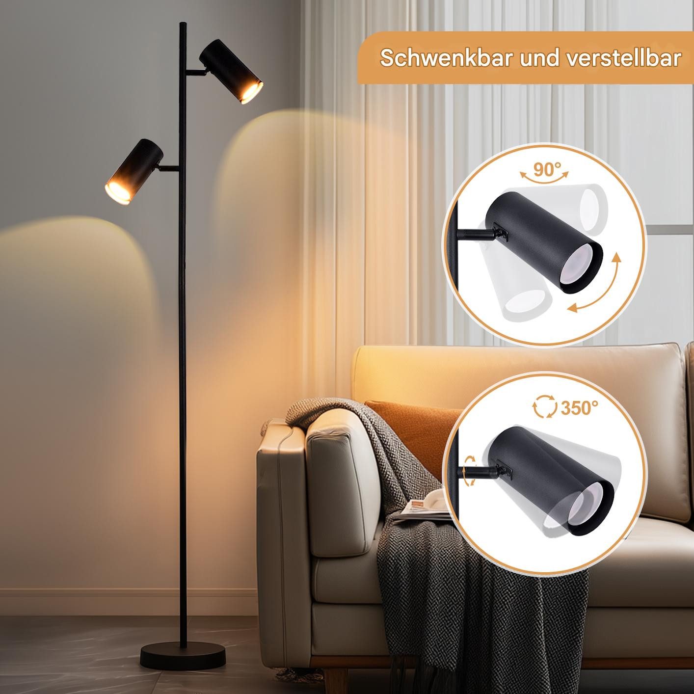 Tukrool Stehlampe 2/3 Flammig Metall Standleuchten,GU10 günstig online kaufen