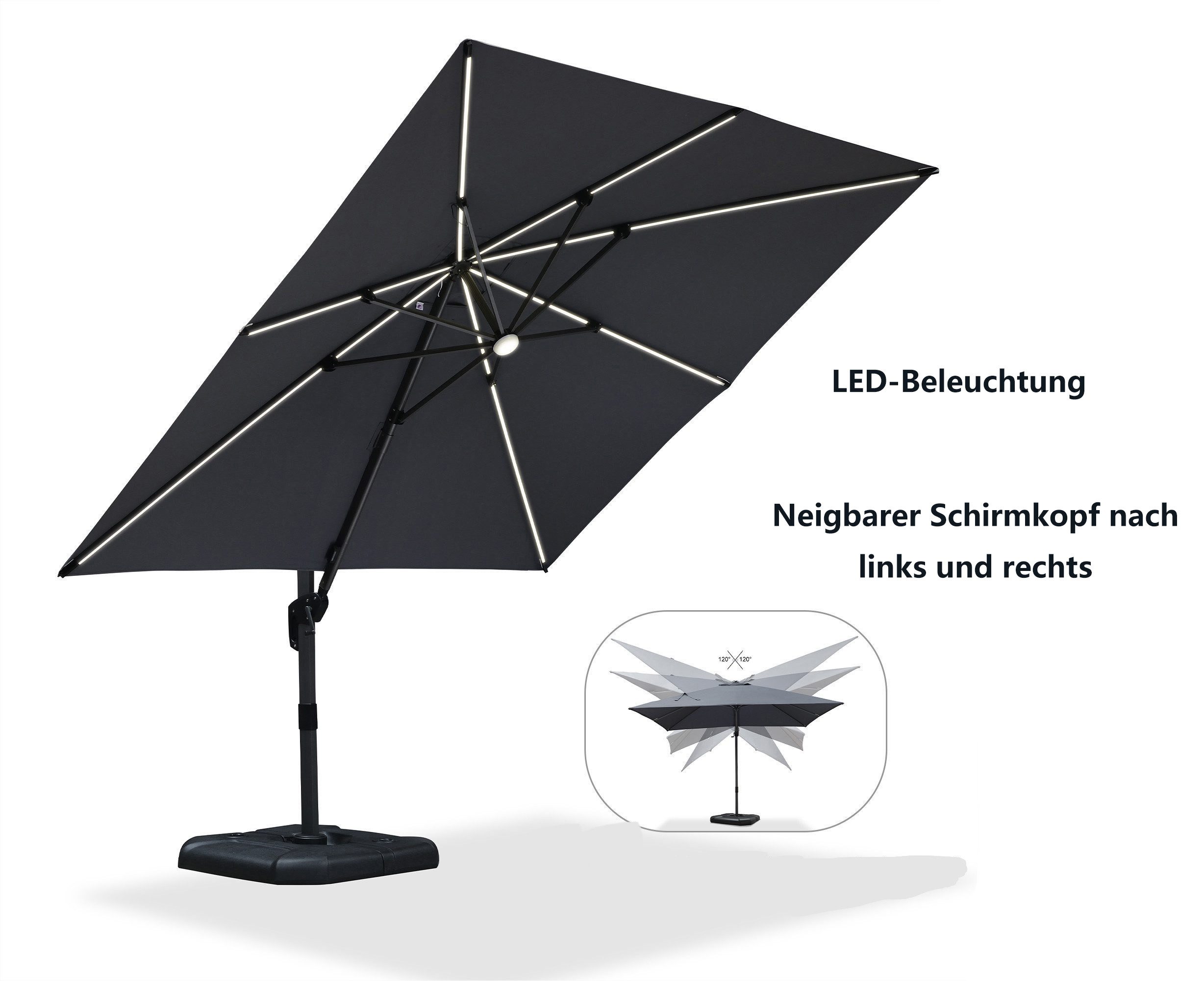 PURPLE LEAF Ampelschirm Quadrat Alu Balkonschirm, günstig online kaufen