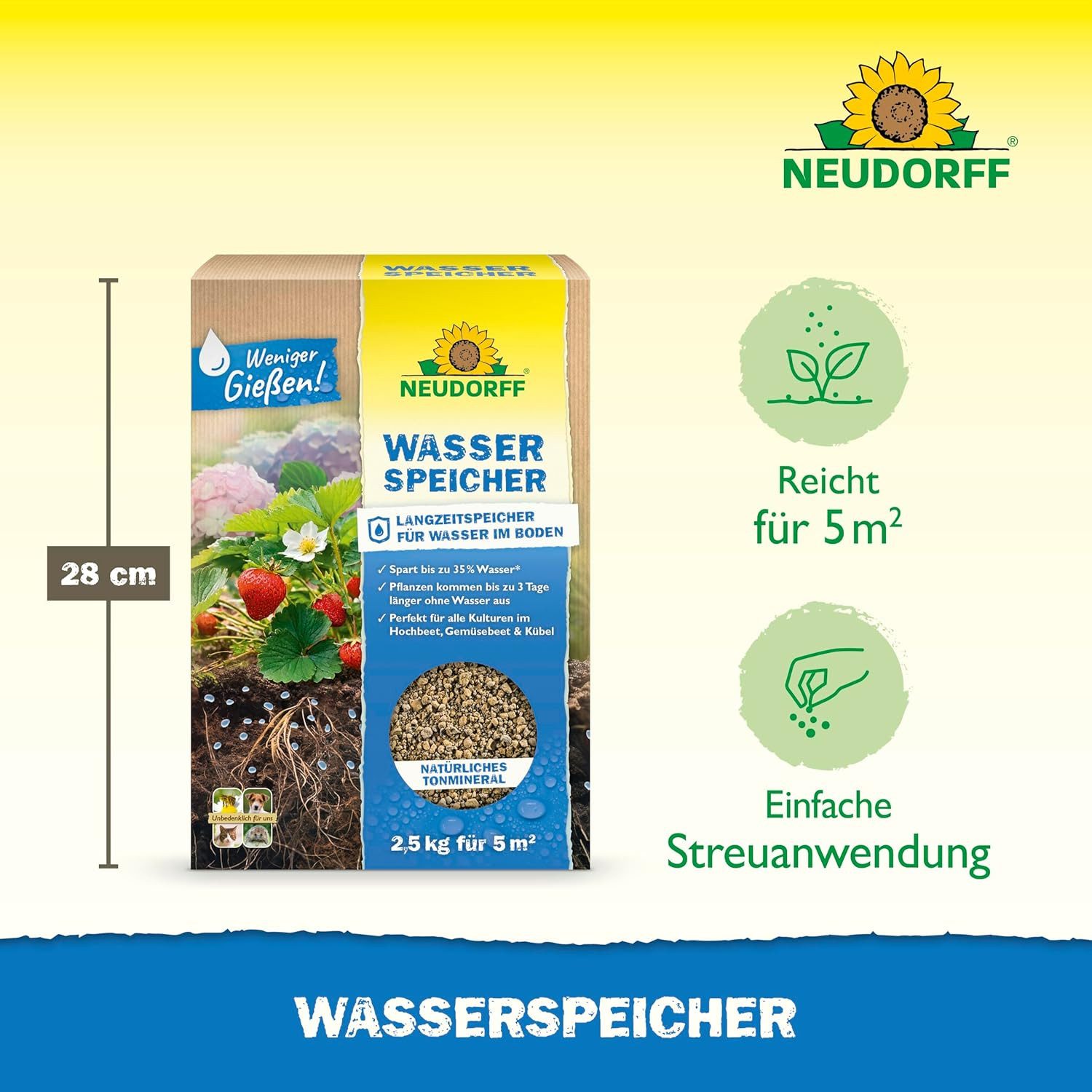 Neudorff Tongranulat Wasserspeicher 2,5 kg Langzeitspeicher für Ernte und Blüte, mit Bodenhilfsstoff; Tonminerale (Bentonit), Reduziert Trockenstress