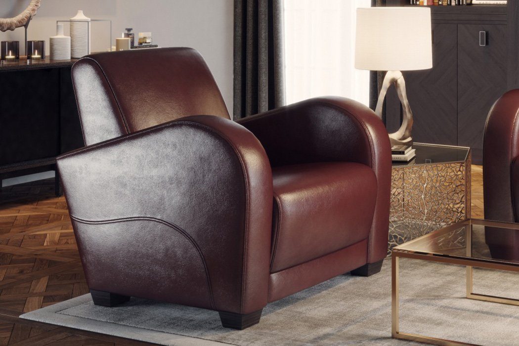 JVmoebel Sessel, Sessel Designer Stuhl Polster Relax 100% Italienisches Leder Lounge Fernseh Neu
