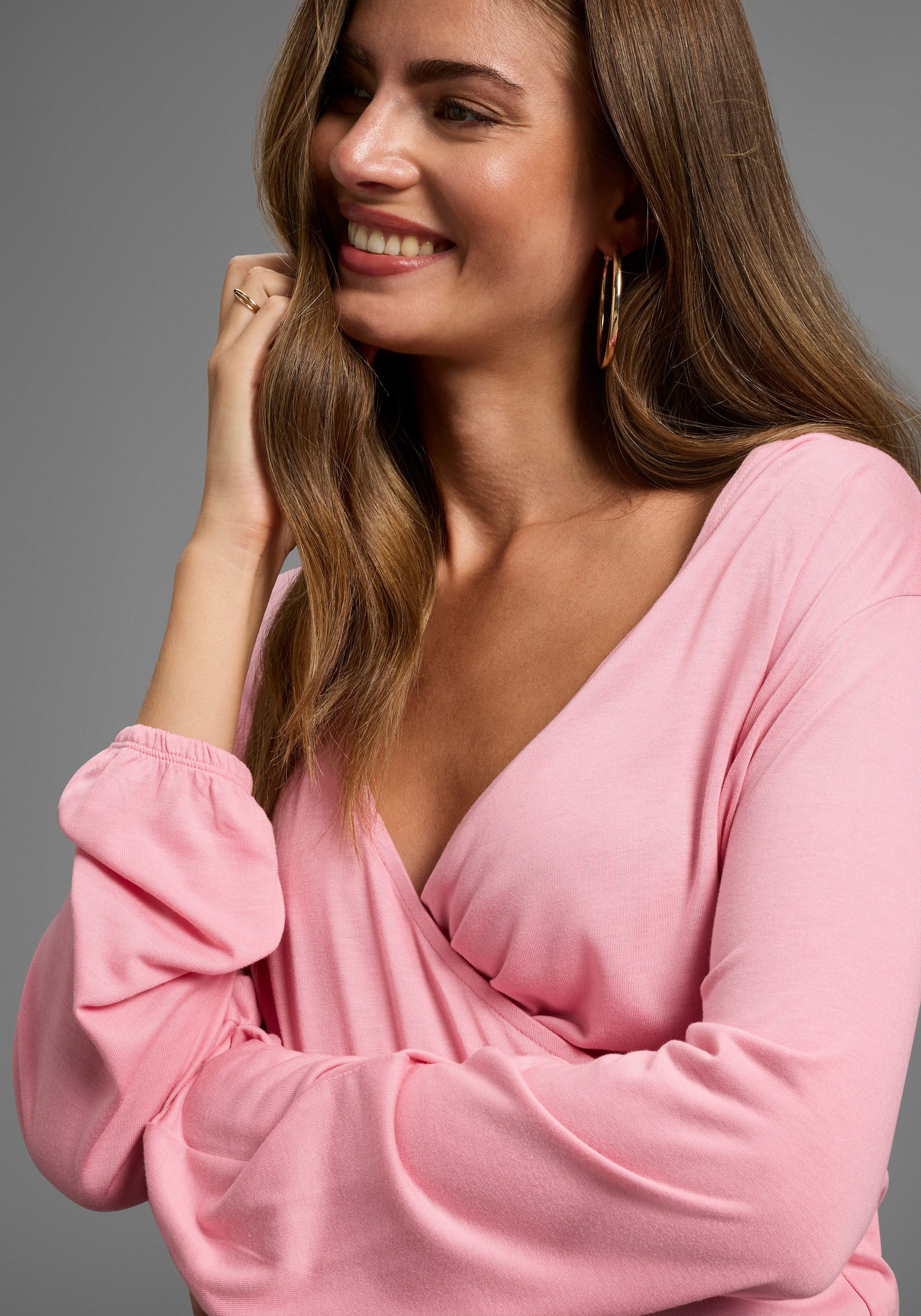 Nine-month maternity/nursing shirt with practical neckline. Maternity shirt for pregnancy and breastfeeding.