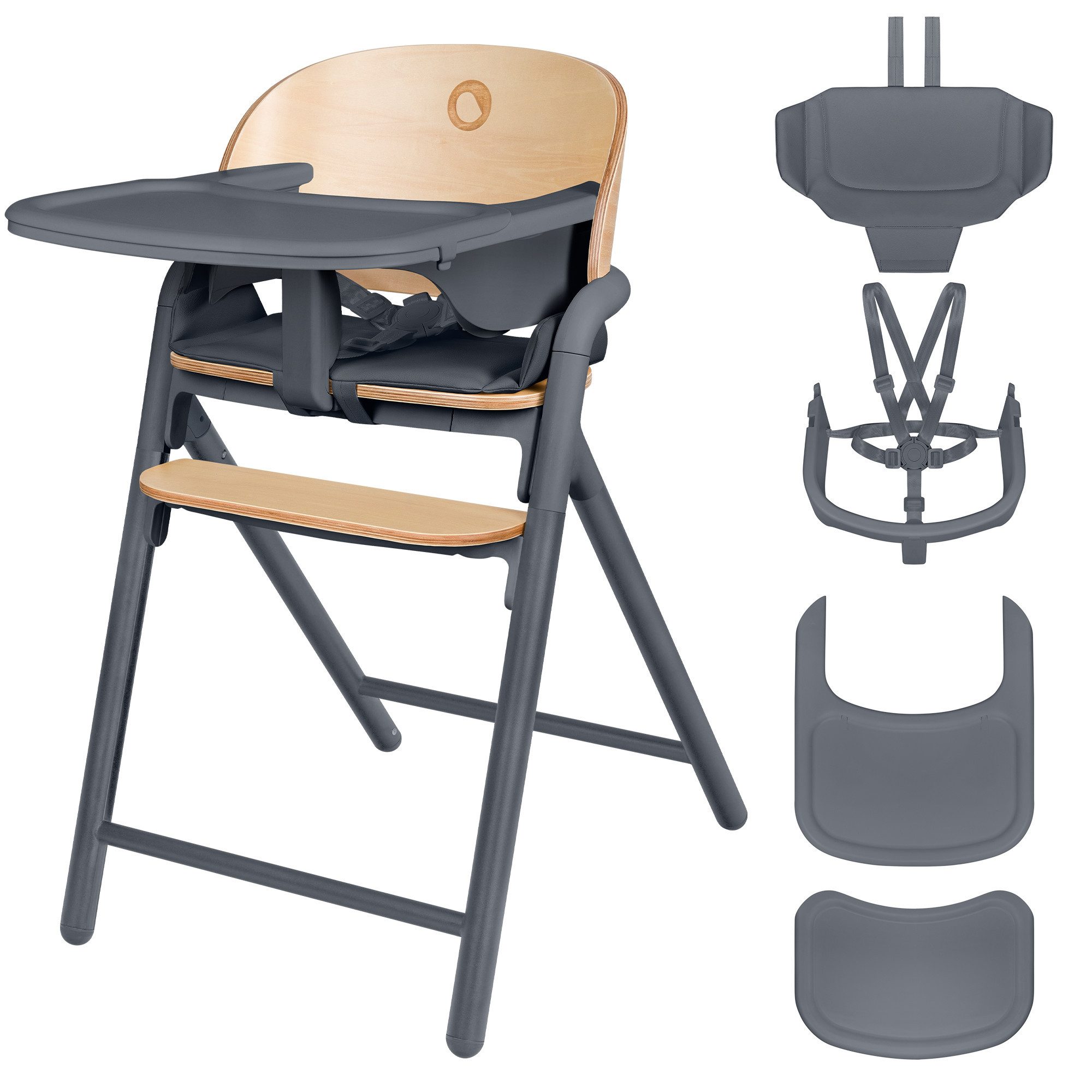 lionelo Hochstuhl CELIA (3-in-1-Hochstuhl Komplettset), 3in1/Einhandverstellung/Kunstleder/Tablett/Babyset enthalten