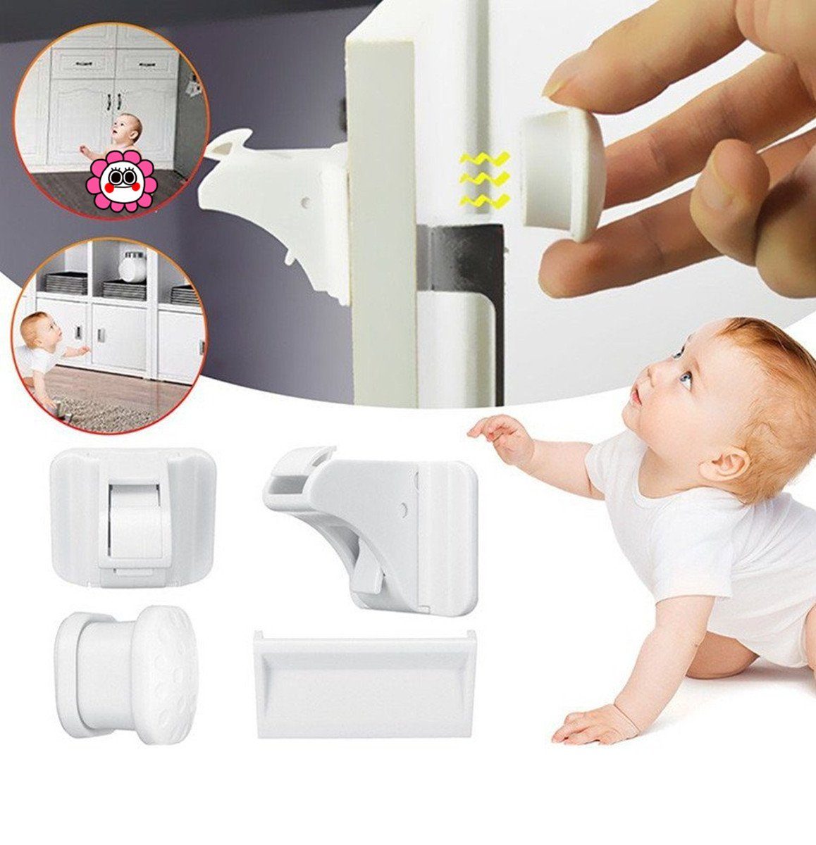 bioby Kindersicherung 30tlg Magnetschloss Kindersicherung Schrankschloss, 12 Schlösser mit 3 Schlüssel Set