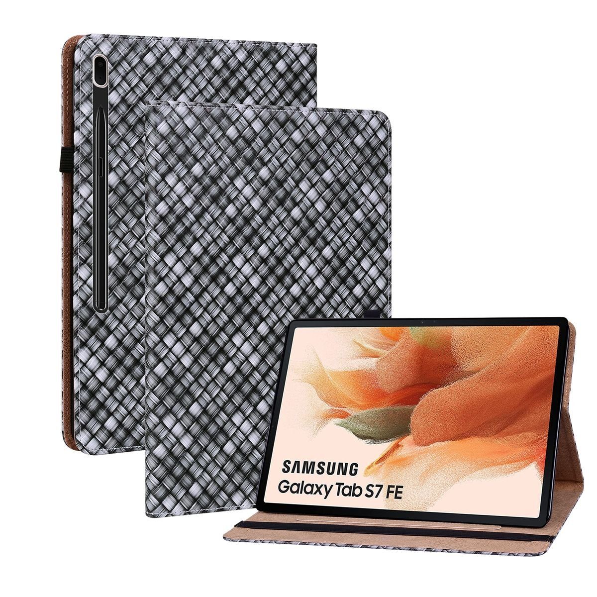 Wigento Tablet-Hülle Aufstellbare Kunst-Leder Tasche Design Muster für  Samsung Galaxy Tab S7 Plus / Tab S7 FE Etuis Hülle Cover Schutz Case Zubehör