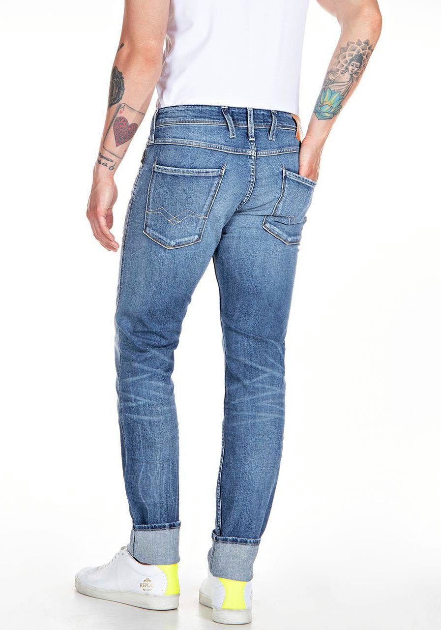 Replay washed Slim-fit-Jeans Anbass medium blue