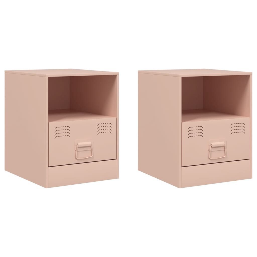 vidaXL Nachttisch Nachttische 2 Stk. Rosa 34,5x39x44 cm Stahl (2-St)