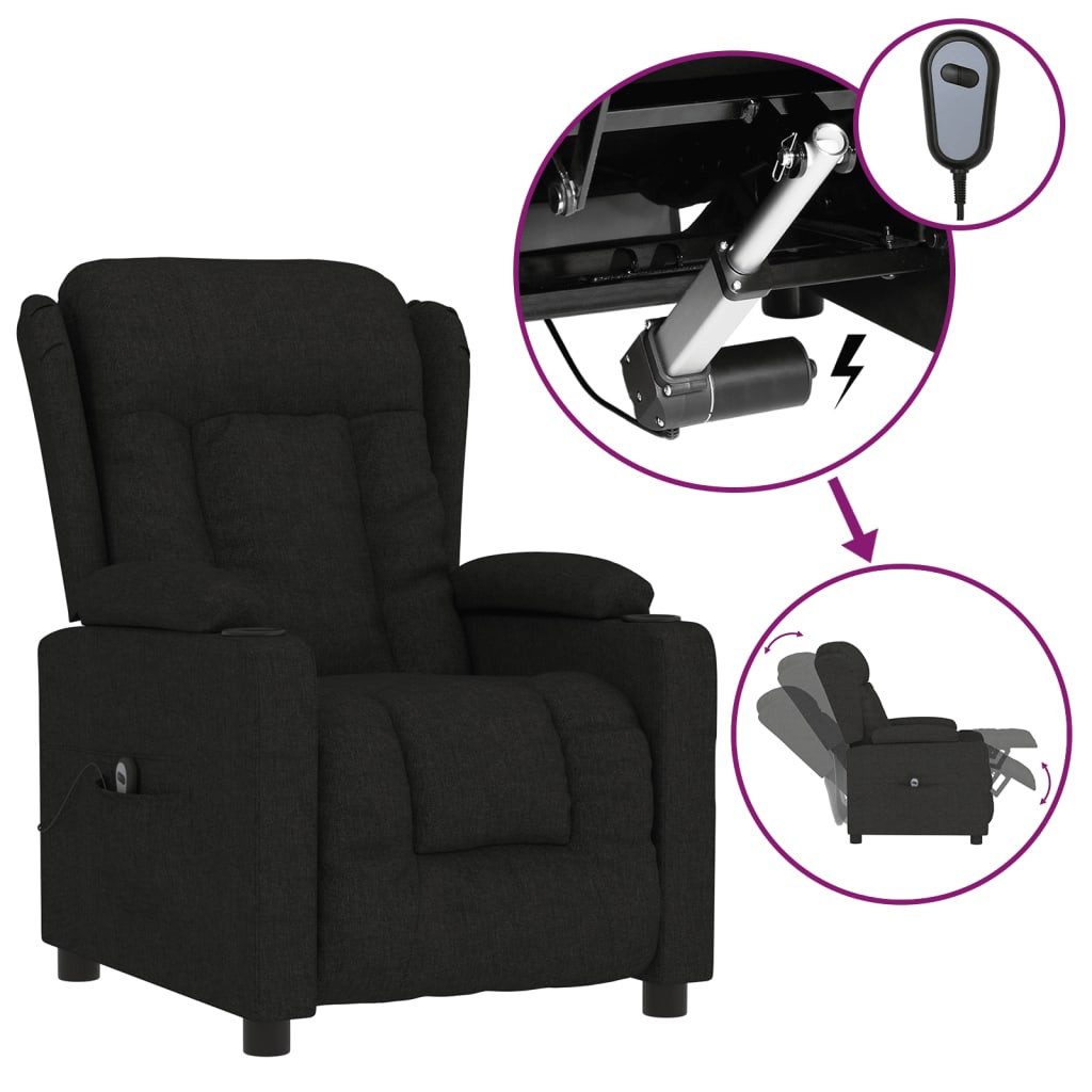 vidaXL Sessel Relaxsessel Elektrisch Schwarz Stoff günstig online kaufen
