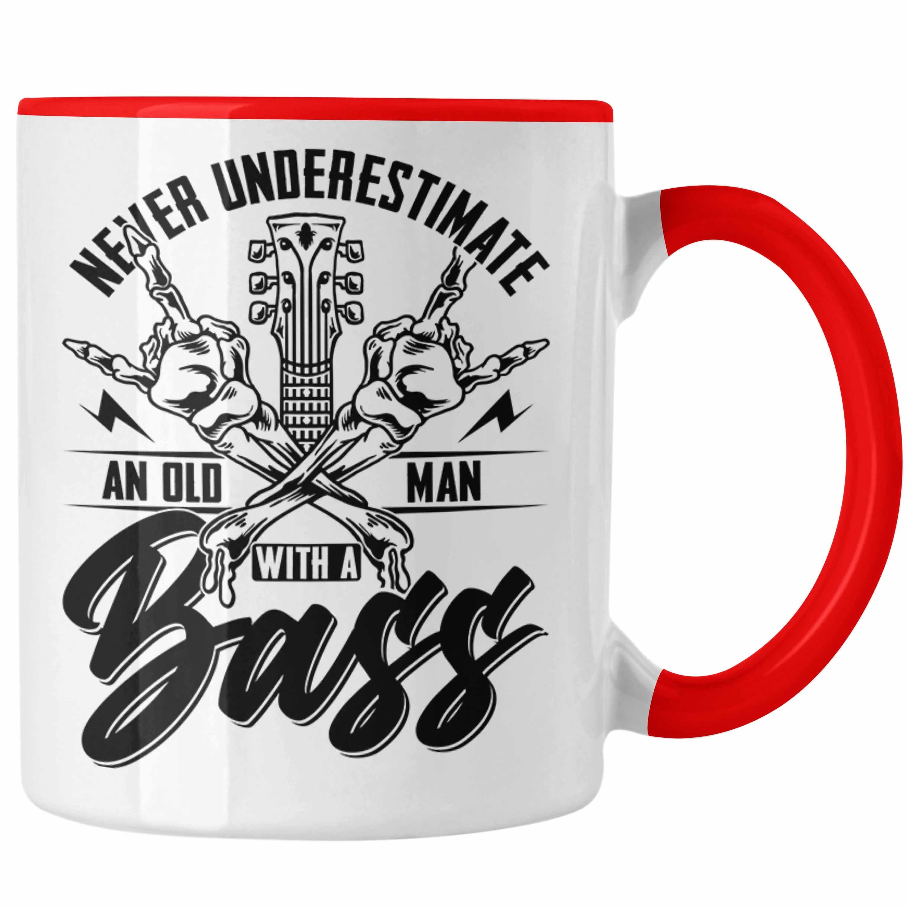 Trendation Tasse Bassist Tasse Geschenk Bass-Spieler Geschenkidee Kaffee-Becher Never U Rot