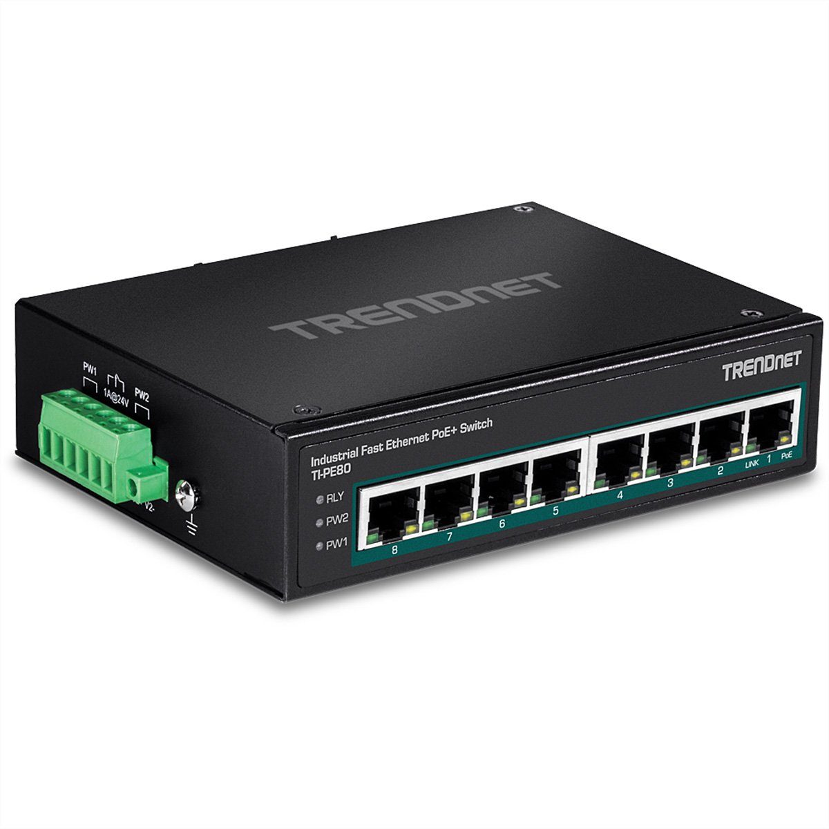 Trendnet TI-PE80 Industrial Fast Ethernet 8-Port PoE+ Netzwerk-Switch Switch DIN-Rail