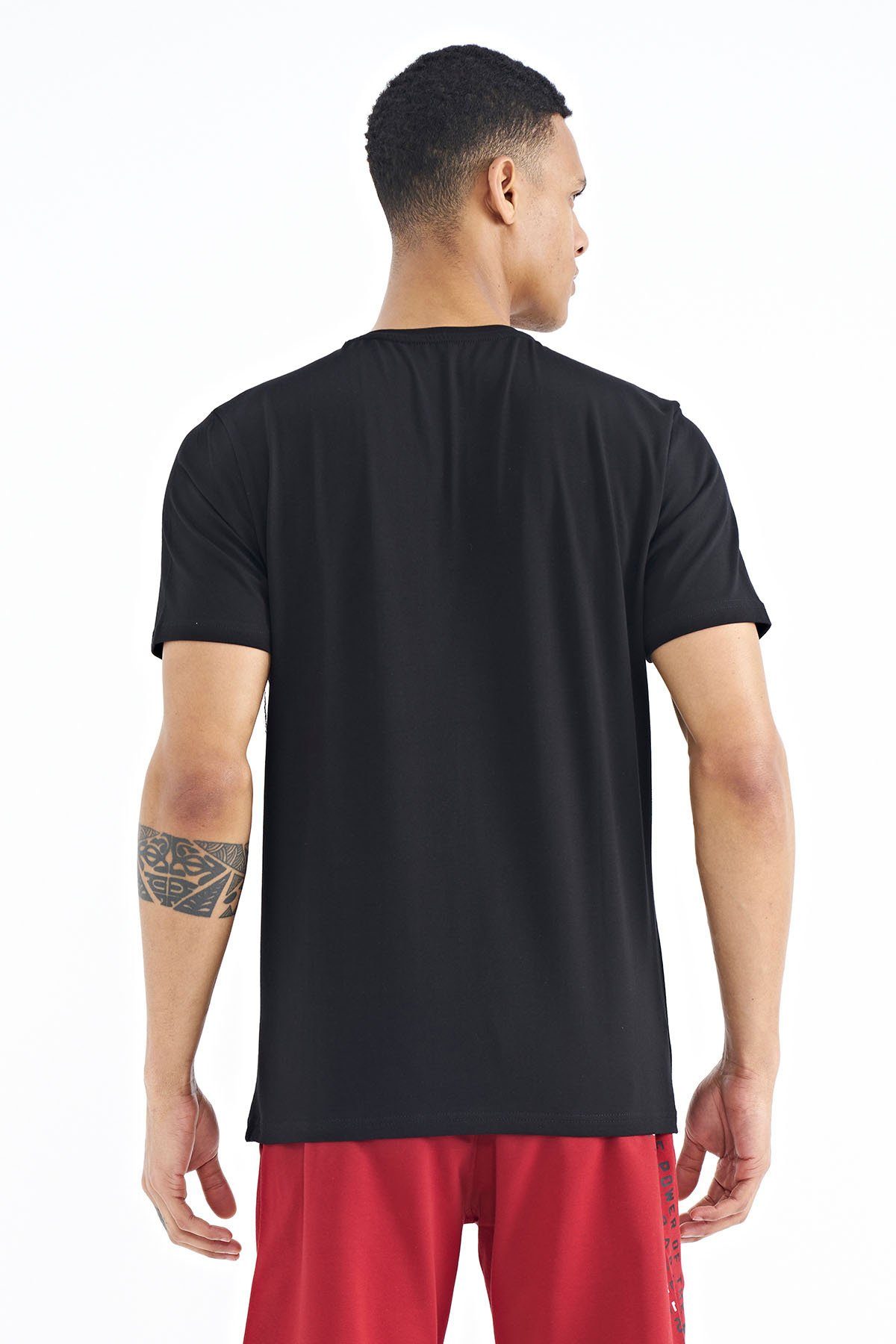 TOMMY LIFE Print-Shirt (1-tlg) schwarz Frontprint mit