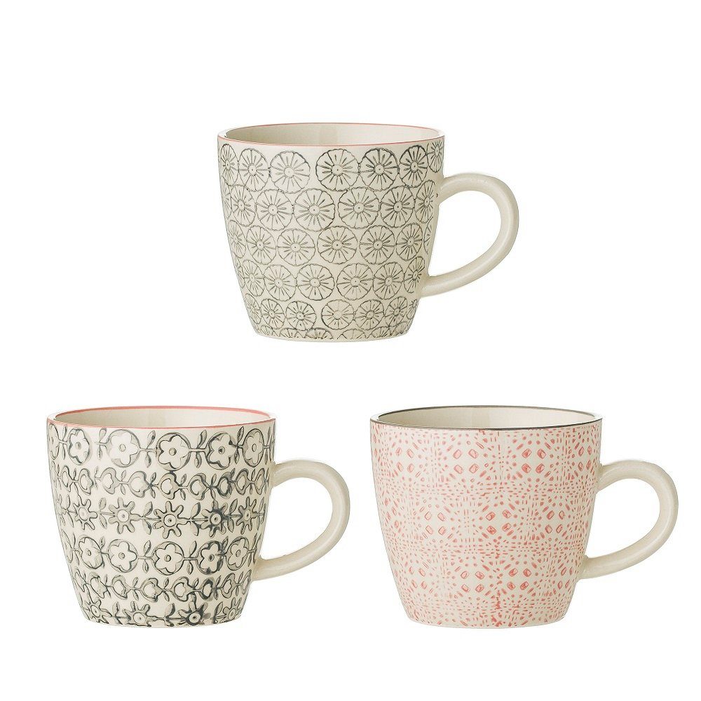 Bloomingville Кружки Bloomingville Cécile Tasse 220 ml Rose Steingut 3er Set, Steingut