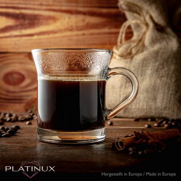 PLATINUX Latte-Macchiato-Glas Kaffeegläser mit Henkel, Glas, 220ml (max.280ml) Teegläser groß Glastassen spülmaschinenfest