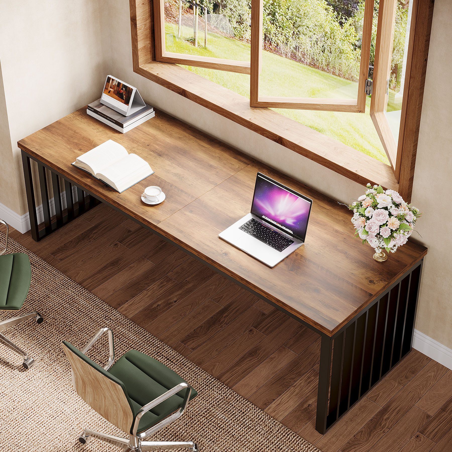 Tribesigns Schreibtisch 180 cm Computertisch Tisch Bürotisch mit Metallgest günstig online kaufen