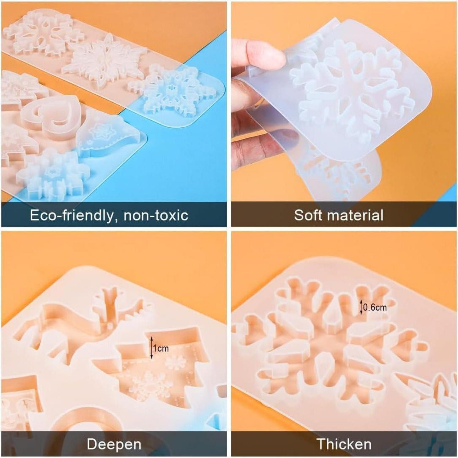 LuxusKollektion Silikonform Silikonform Weihnachten 2 Stück Harz Schneeflocke DIY Backformen – Bild 3 von 5