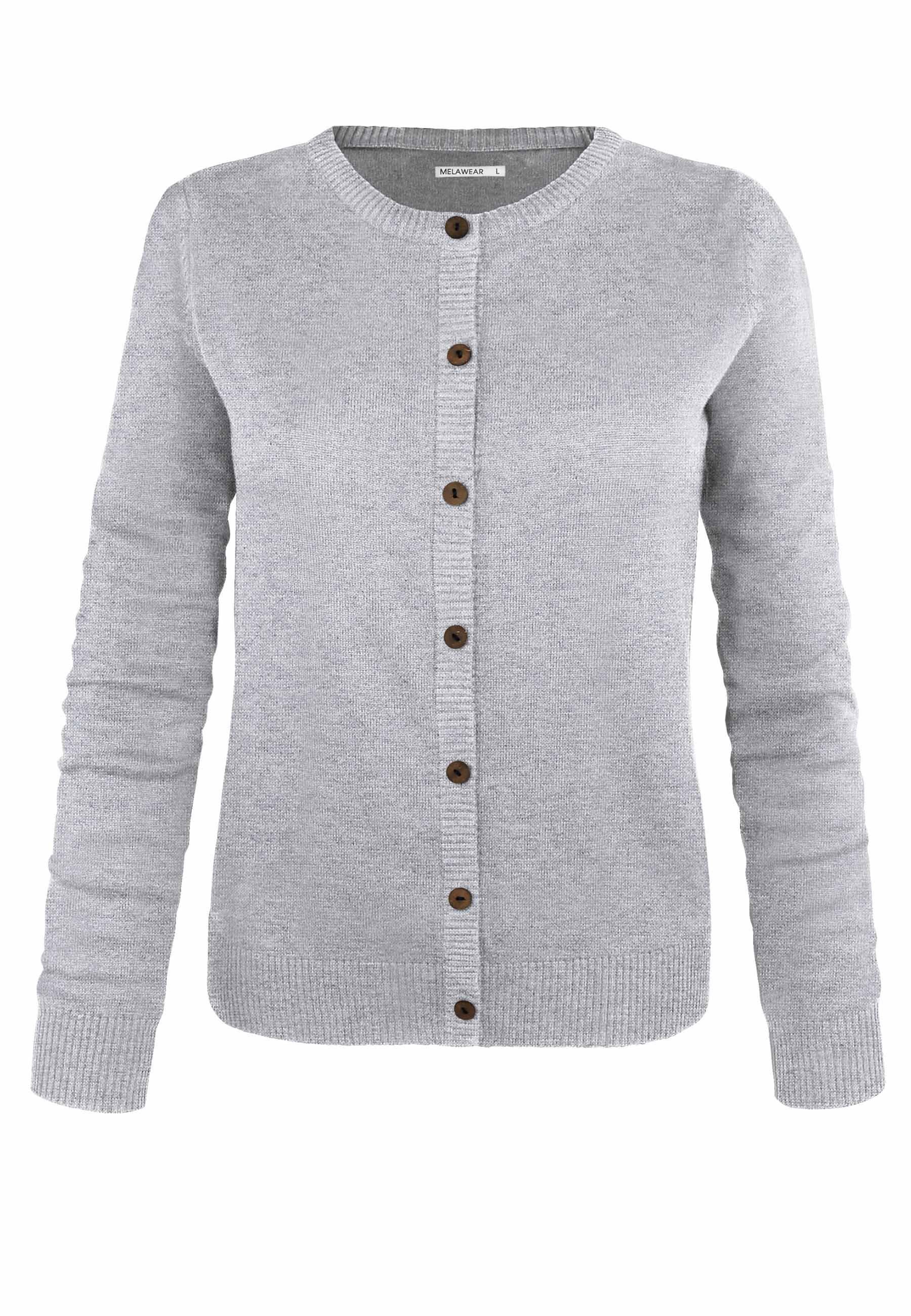 Cardigan grau-melange MELA Rippbündchen Damen Cardigan