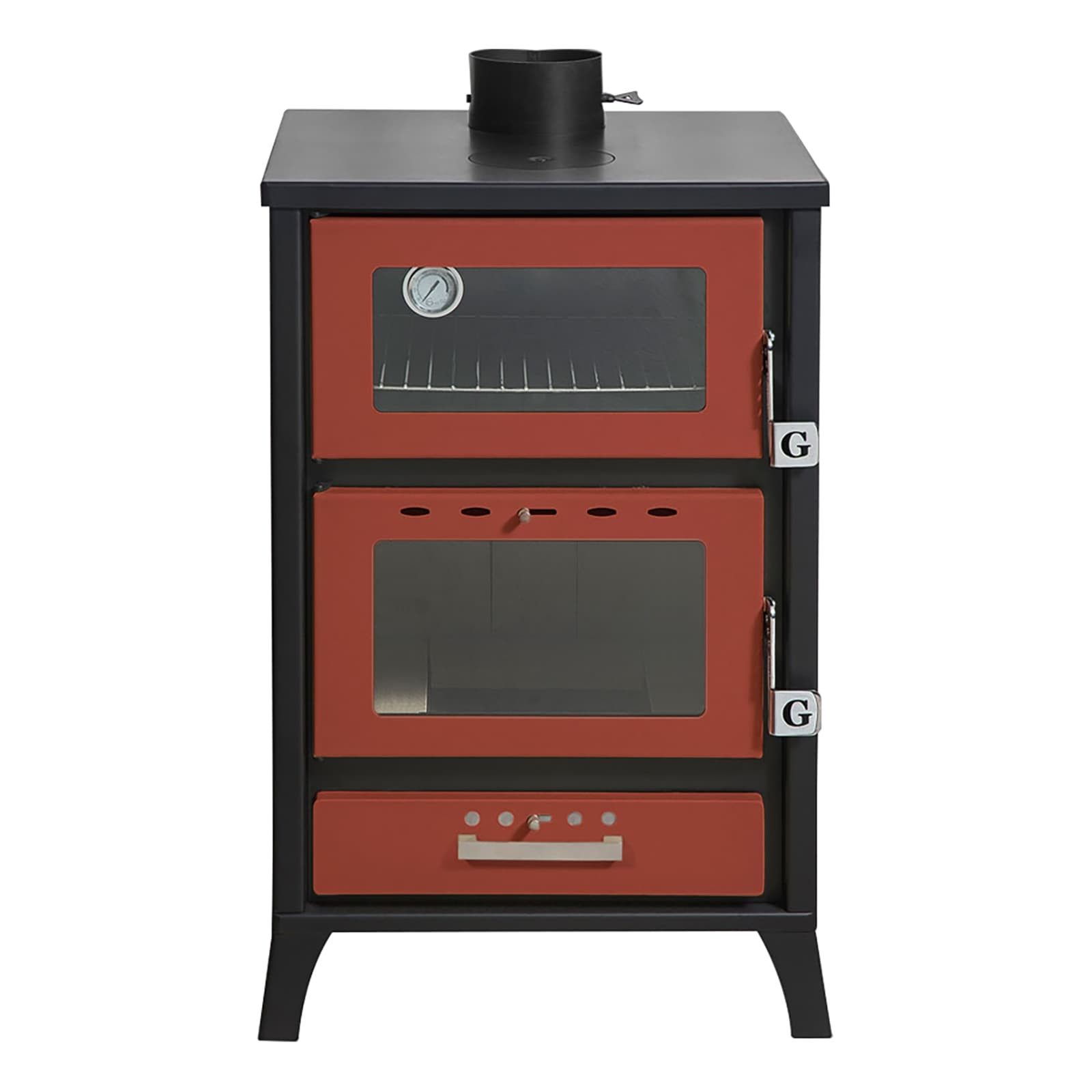 Gekas Kaminofen Holzofen mit Pizzafach / Backfach mit 22 kW, bis zu 200m² Wohnfläche, 22 kW, Holzöfen, Kaminöfen, (große Räume, MG500), Stahl