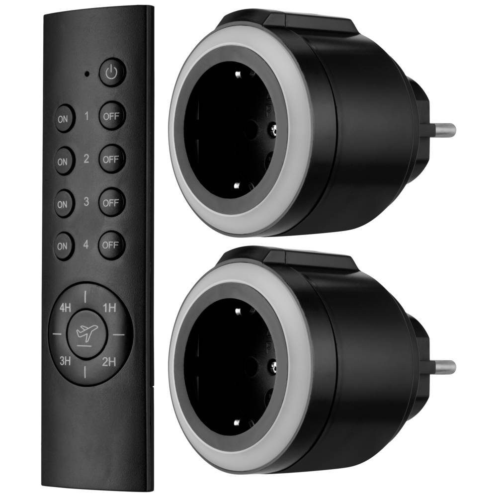 Funksteckdose Funkschalt-Set Comfort 2+1 m.Fernbedienung, LED &