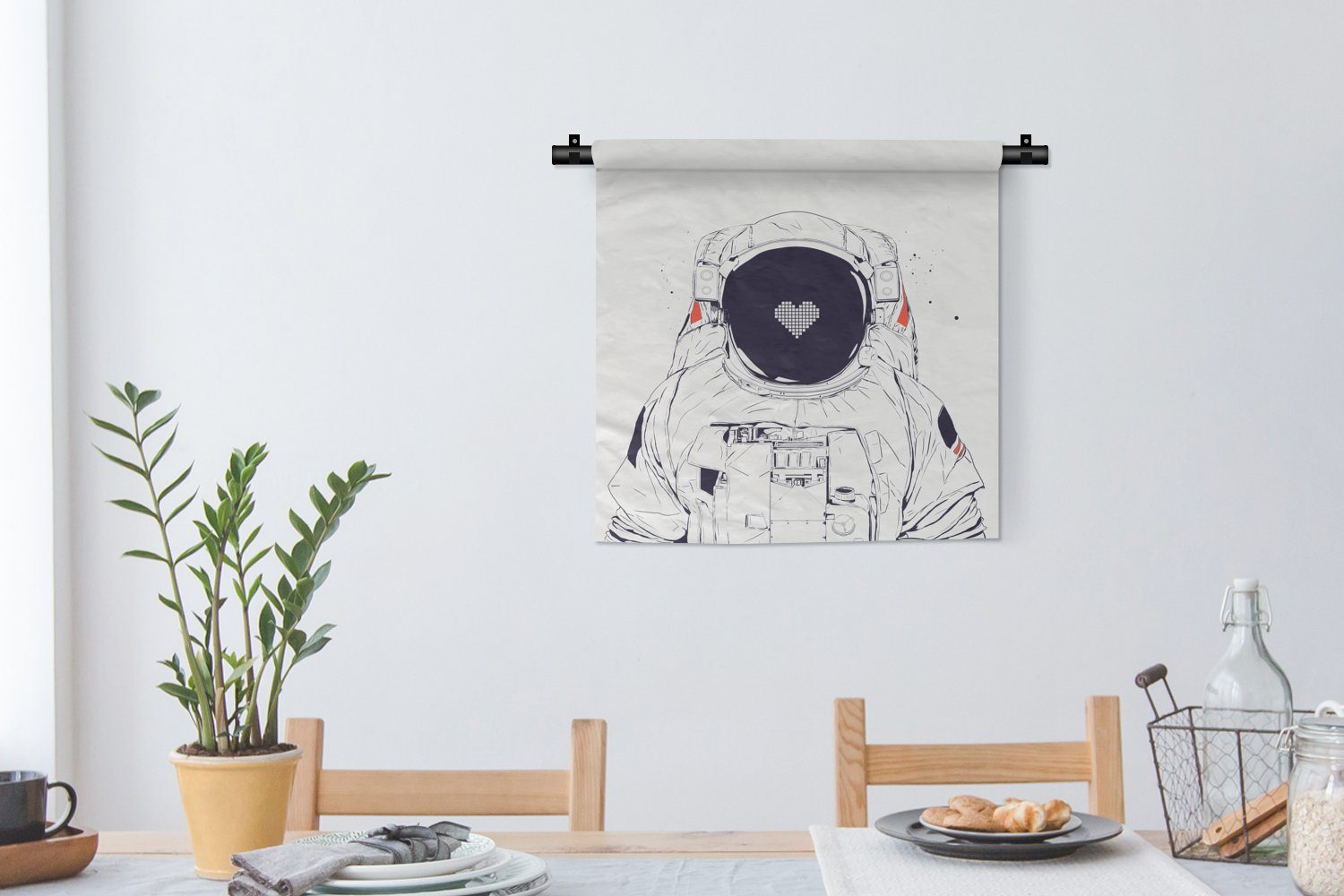 Liebe, Herz Wanddeko Kinderzimmer Wohnzimmer, für Schlafzimmer, Weltraum Kleid, - Wandbehang, MuchoWow Wanddekoobjekt - - Astronaut