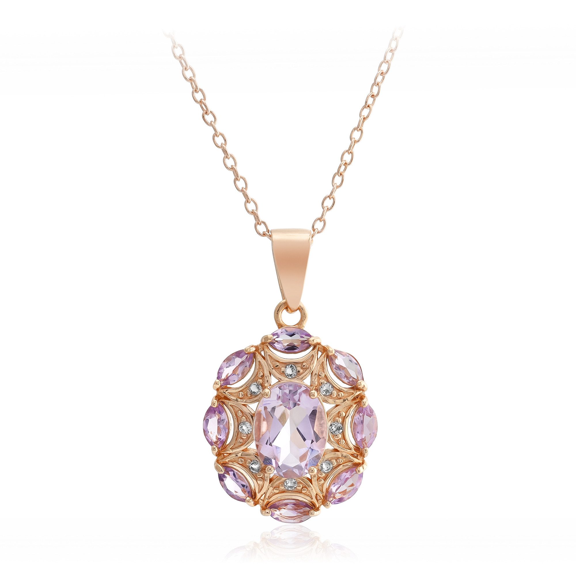 Cavill Silberkette Halskette mit bolivianischem Amethyst, rosévergoldet (1-tlg)