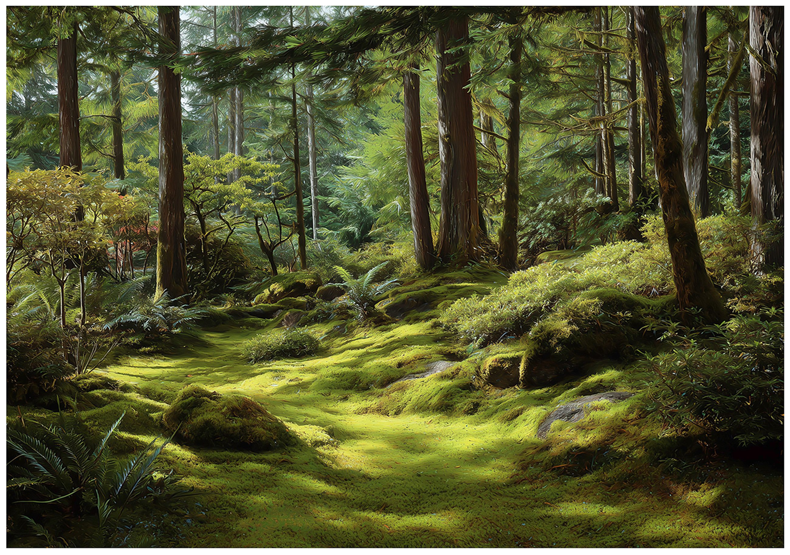 Wallarena Fototapete Wald Natur Grün Vlies Tapete Wohnzimmer Schlafzimmer Wandtapete, Glatt Vlies Washable, Wald, Natur, Grün, (Packung, 2 St., Vlies Fototapete), Vliestapete schwarz Wohnzimmer Schlafzimmer Küche Tapete + Kleister