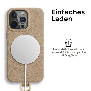 wiiuka Handykette skiin LOOP Hülle für iPhone 15 Pro, Handyhülle / Kette, Handgefertigt - Deutsches Leder, Premium Case