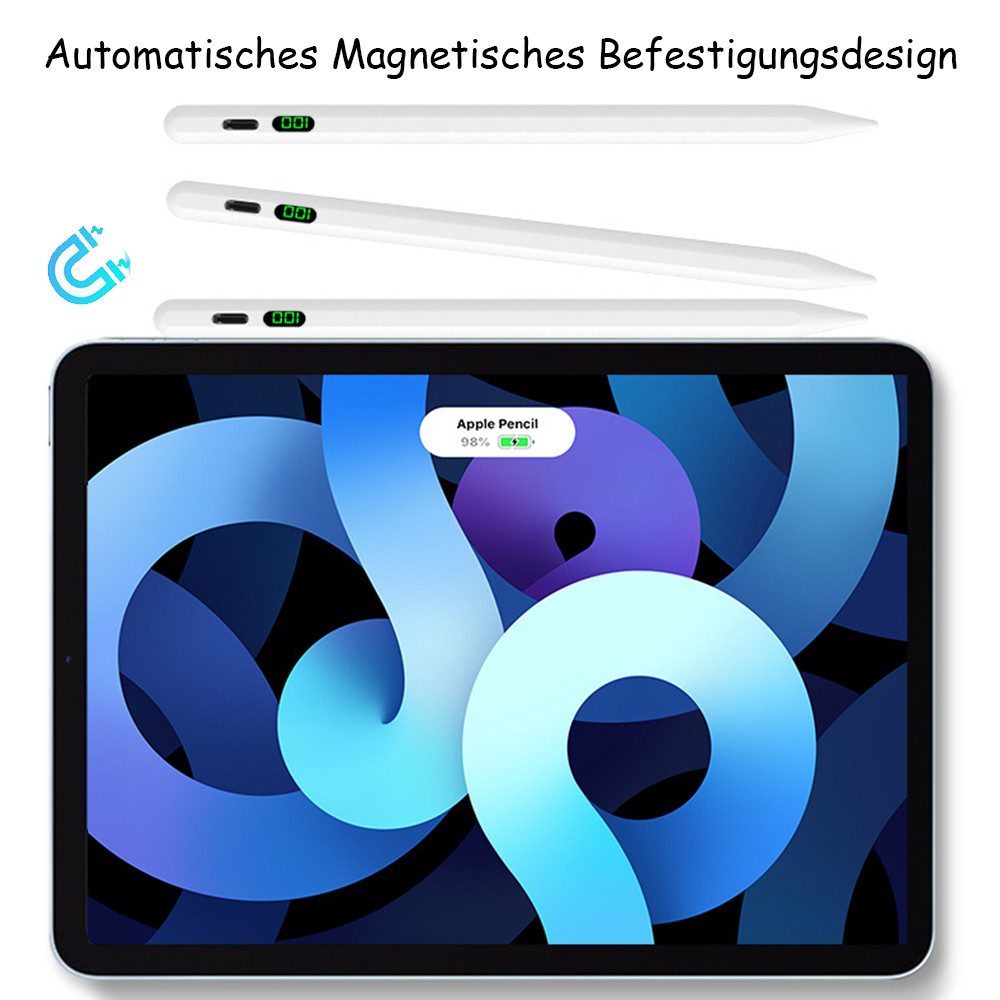 TUWENA Eingabestift Stift für iPad 2025–2018, mit 3 Ersatzspitzen, Schnelles Aufladen Für iPad 11th A16/10/9/8/7/6, Air 11/13 M2/M3, Pro 11/13 M4, Air 5/4/3 – Bild 5 von 5