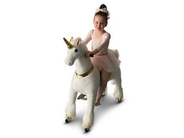 TPFLiving Reittier Einhorn Paula - Größe M - Farbe: weiß, Schaukeltier für Kinder ab 4 bis 10 Jahren - Sitzhöhe: 65 cm