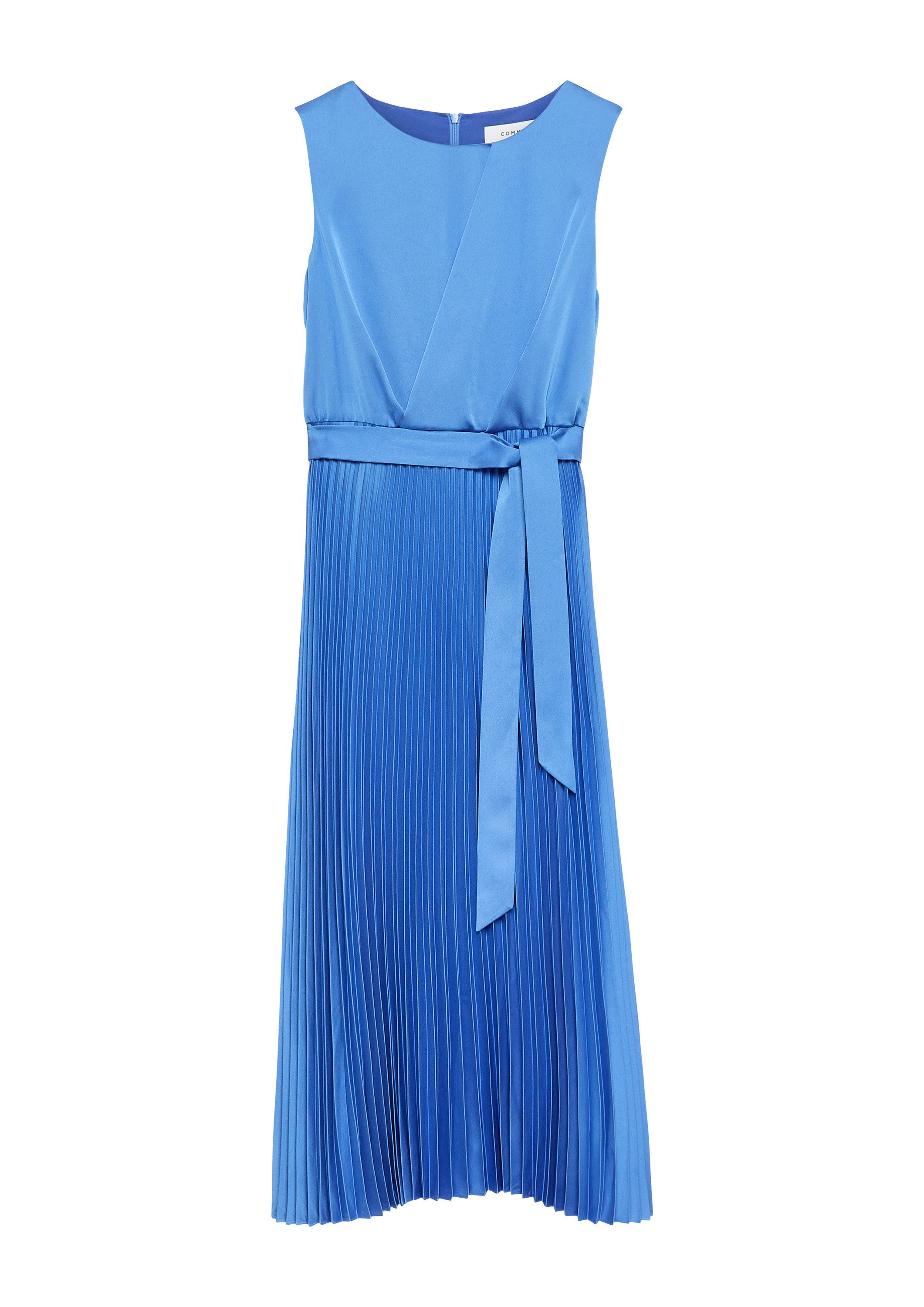 comma Midikleid Kleid Satinkleid mit Plissée-Rock günstig online kaufen