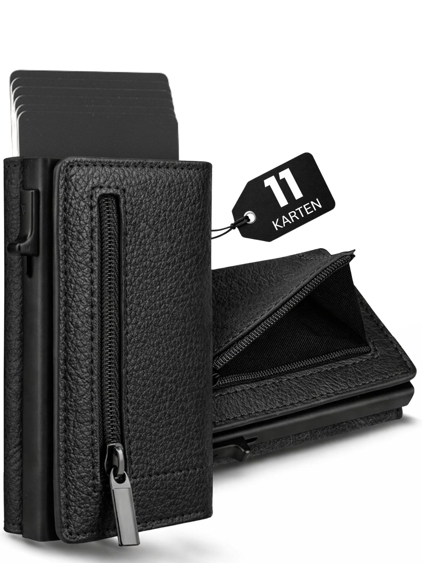 S&T Design Brieftasche S&T Design RFID Blocker Cardholder Slim Wallet Herren veganem Leder (S&T Design portemonnaie, Mit Geschenk verpackung), 8 Kartenfächer, Hochwertiges Material, Elegant, Geschenkbox