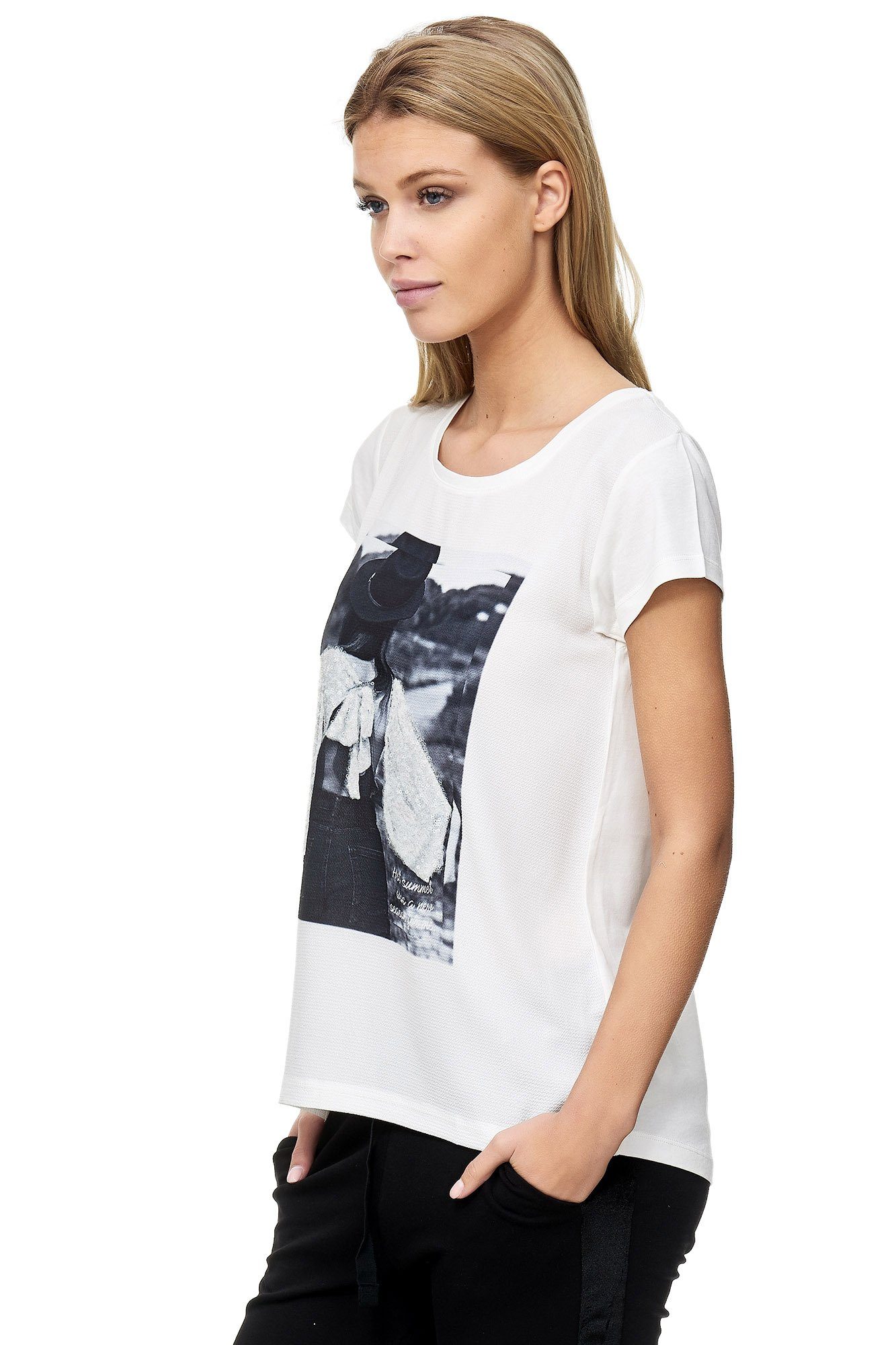 Damen Shirts Decay T-Shirt mit paillettenbesetztem Vintage-Print