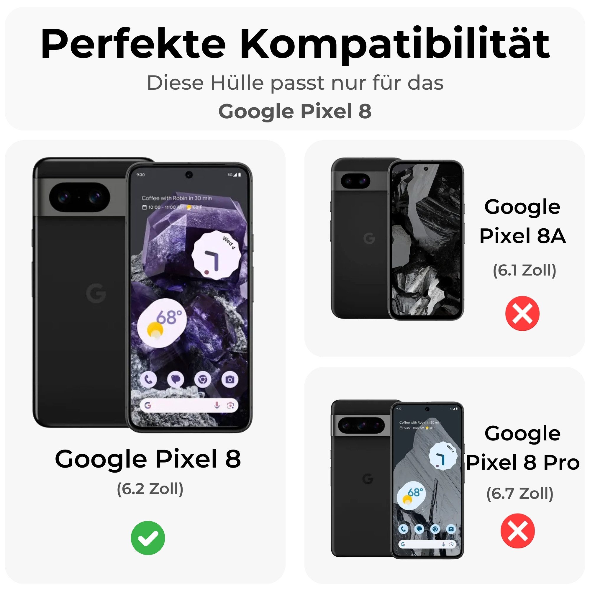 betterfon Handykette für Google mit Band Kartenfächer PU Leder Umhängetasche, Hände frei – mit Silikonhülle & Schnur für flexiblen Alltag