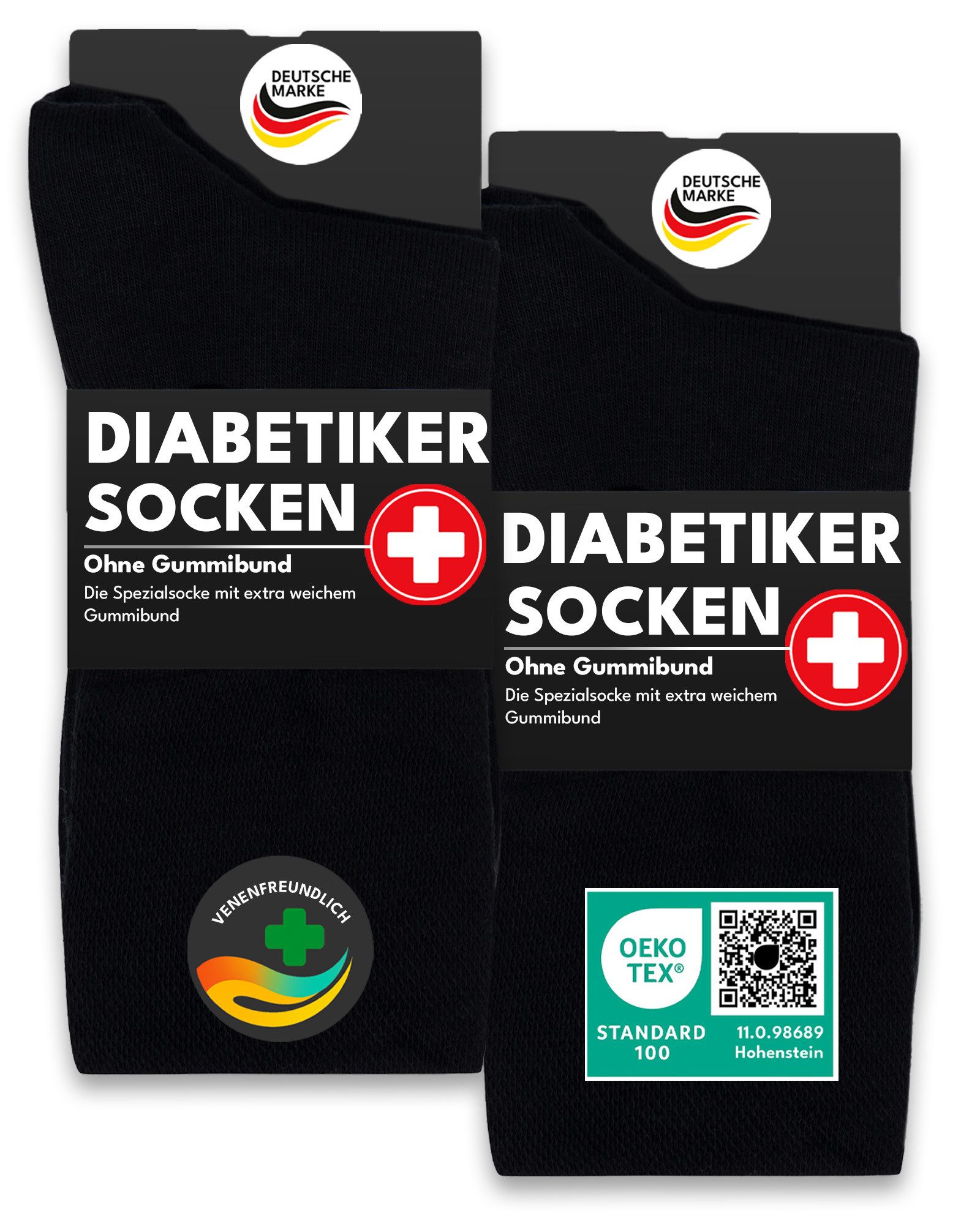 Diabetikersocken 6 Paar Damen & Herren Socken mit Komfortbund