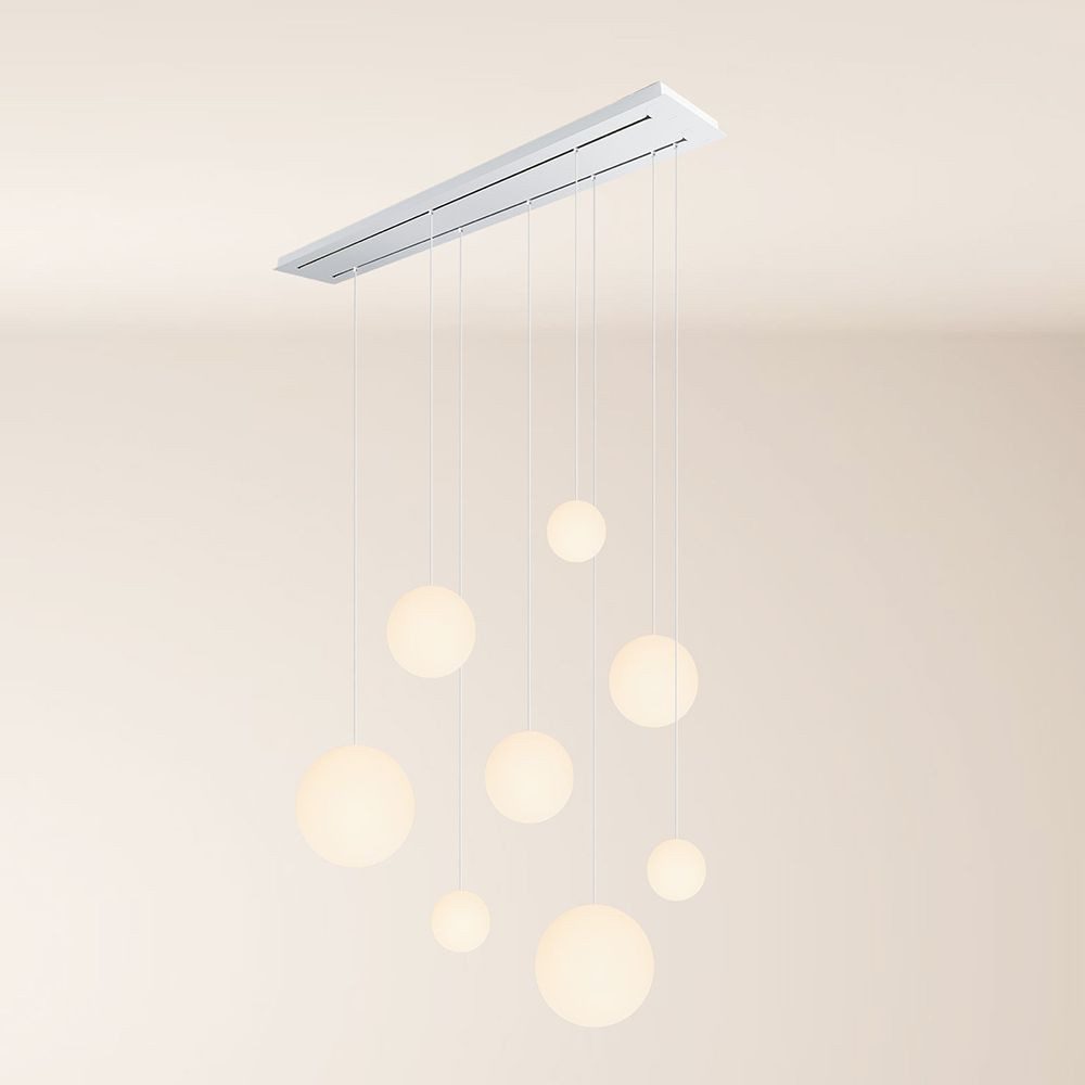 s.luce Pendelleuchte Orb Esstischleuchte 8-flammig 160cm 2-reihig Weiß