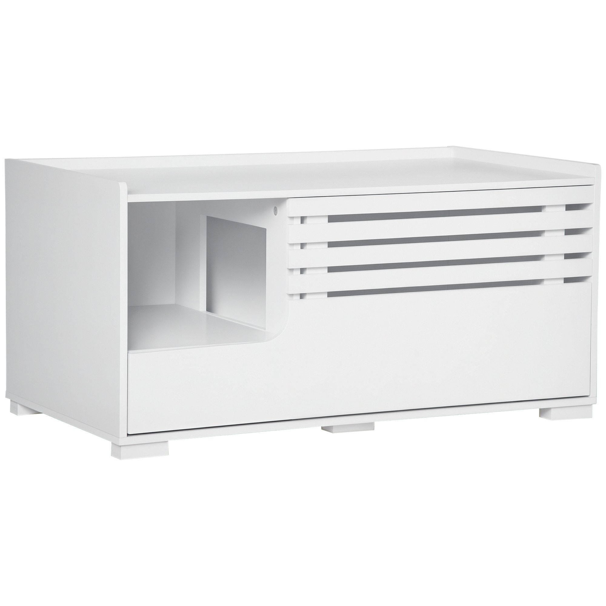 PawHut Katzentoilette Katzenhaus mit Magnettür Beistelltischerhöhtes Design günstig online kaufen