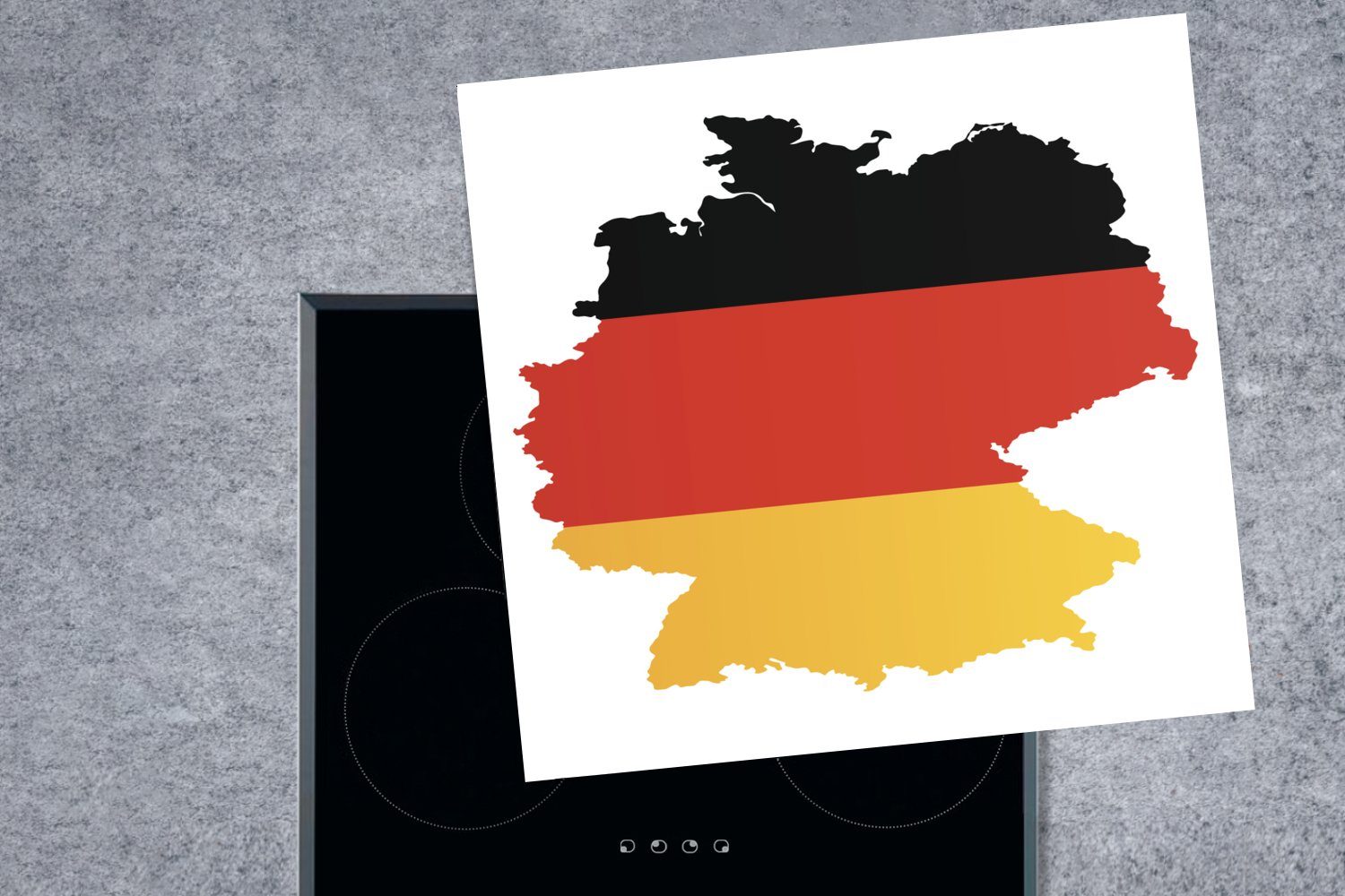 küche tlg), (1 Herdblende-/Abdeckplatte für Flagge, mit MuchoWow Deutschland von 78x78 Karte Vinyl, Ceranfeldabdeckung, cm, der Arbeitsplatte deutschen