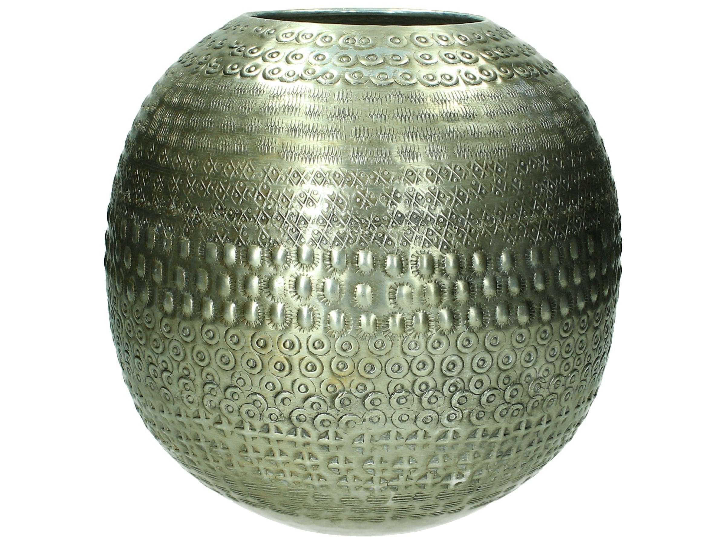 HD Dekovase, Ethnomuster Dekoration, silber, Tischvase Kersten gehämmert Metall Vase, Dekovase Collection Kugelvase Moderne silber, Metallvase