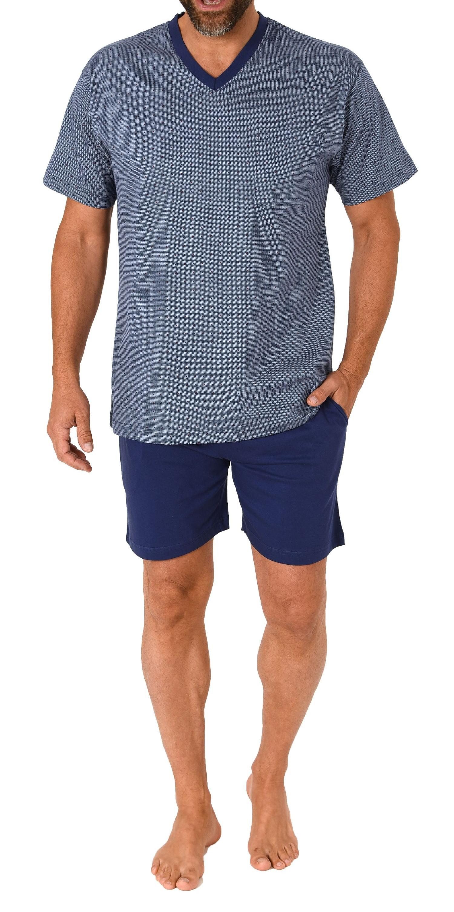 Pyjama Herren kurzarm Schlafanzug Shorty Pyjama in einer edlen Optik