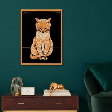 Posterlounge Leinwandbild Julie de Graag, Sitzende Katze, farbig, Wohnzimmer Illustration