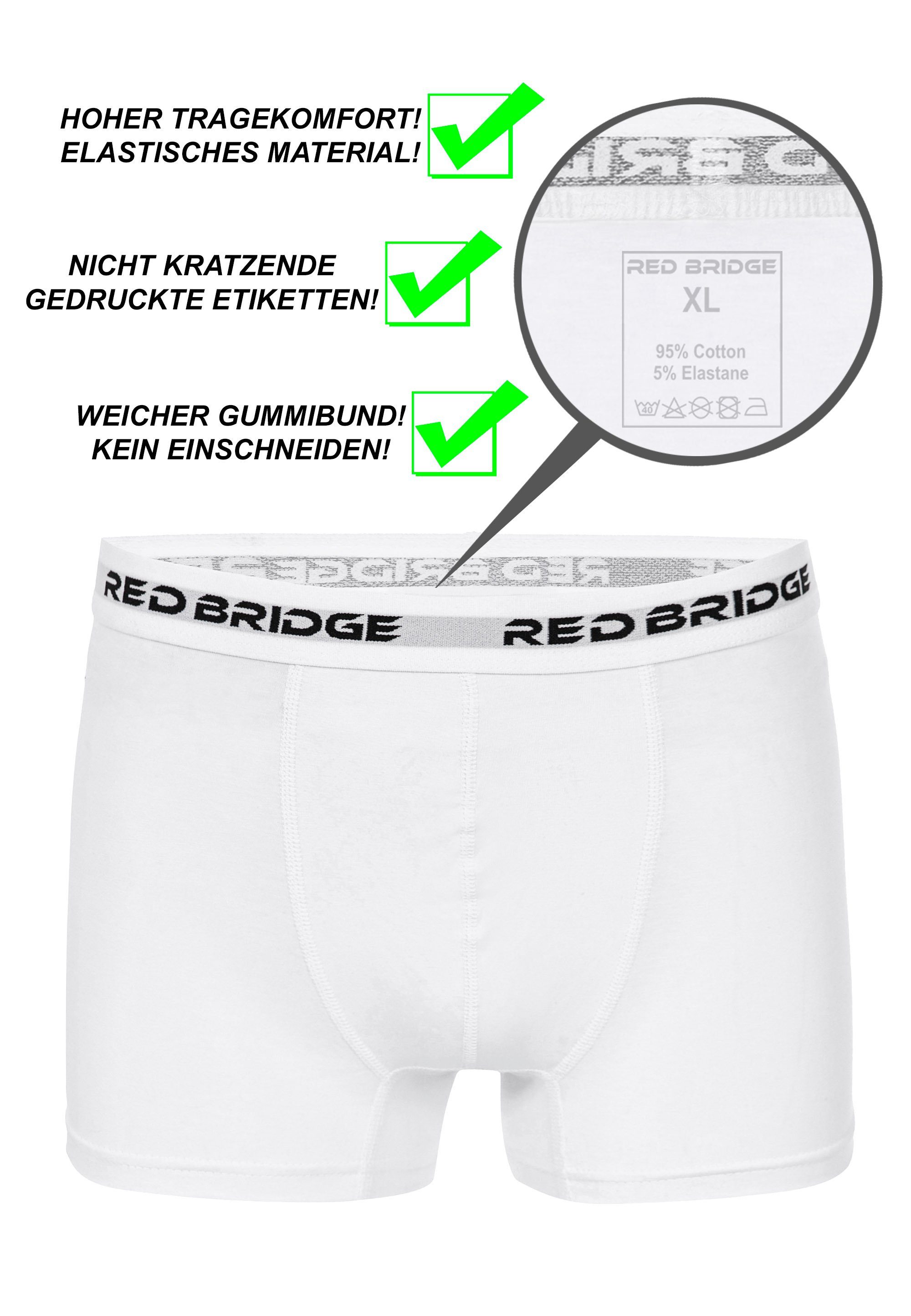 6er (Spar-Pack, Herren Premium 6er-Pack) Weiß Bridge Red Packung RedBridge Qualität Boxershorts Boxershorts