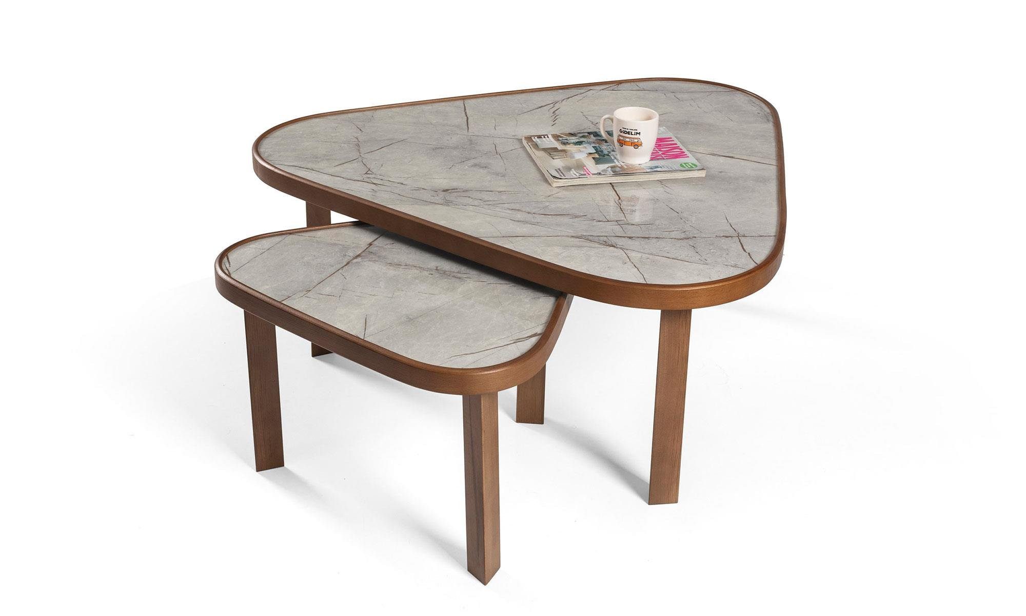 JVmoebel Beistelltisch Designer-Duo Beistelltische in Dreiecksform mit abgerundeten Ecken