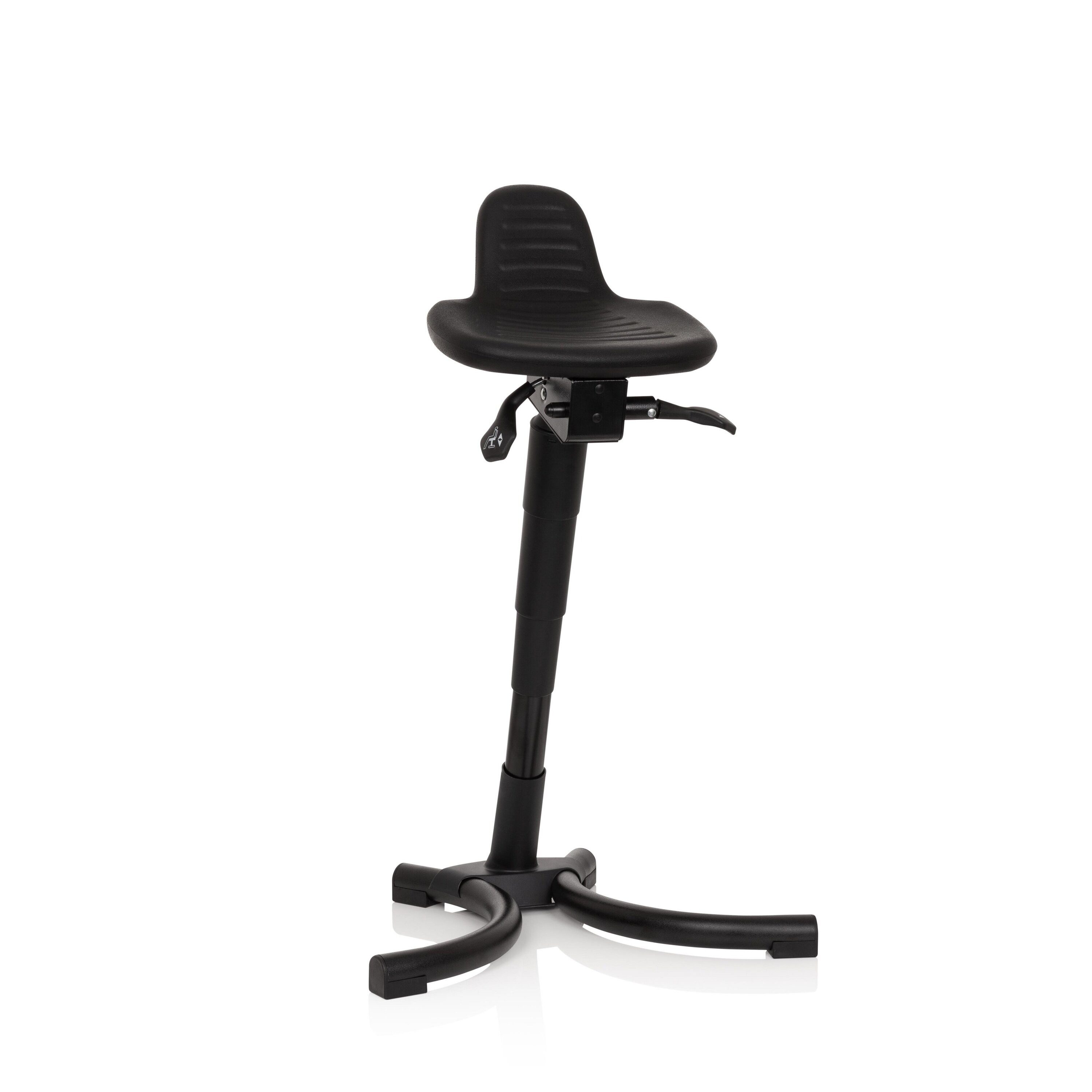 hjh OFFICE Stehhilfe TOP WORK 34 Arbeitshocker Hartschaum Höhe, Ergonomischer Stehsitz mit Rückenstütze, Höhe & Neigung verstellbar