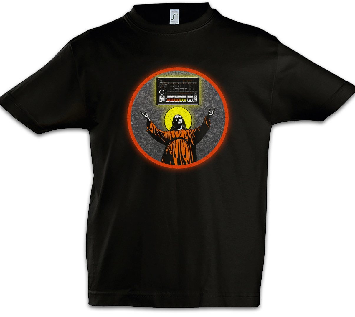 Urban Backwoods Print-Shirt Jesus Holy 808 Kinder T-Shirt Synthesizer Electro Techno LFO Musik (1-tlg) Music DJ MC Elektro