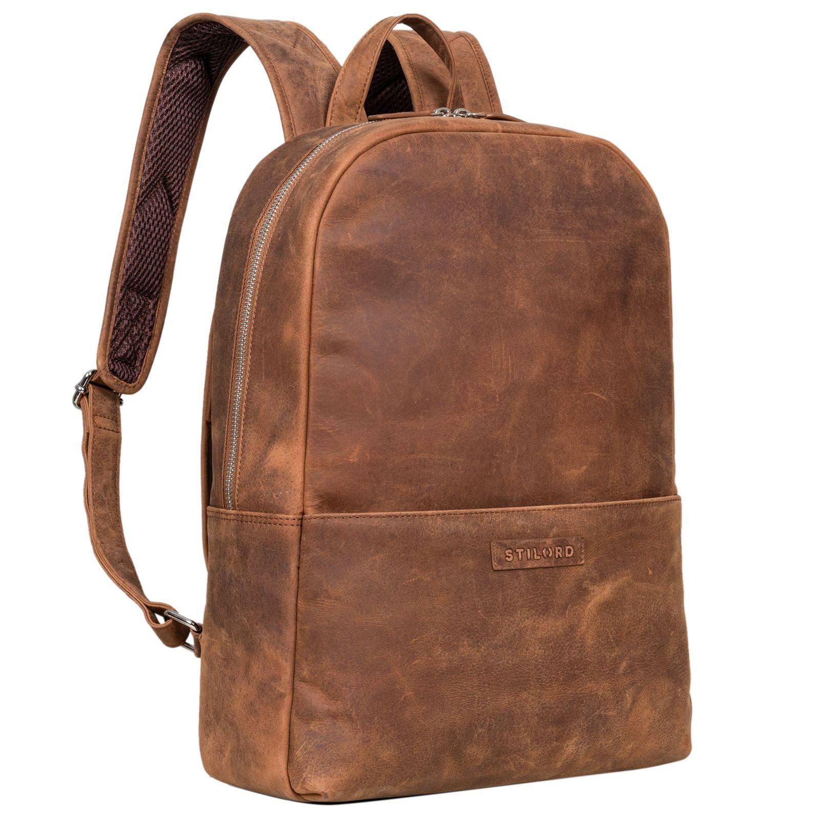 STILORD Notebook-Rucksack "Chicago" Leder Rucksack mit Laptopfach 13,3 Zoll