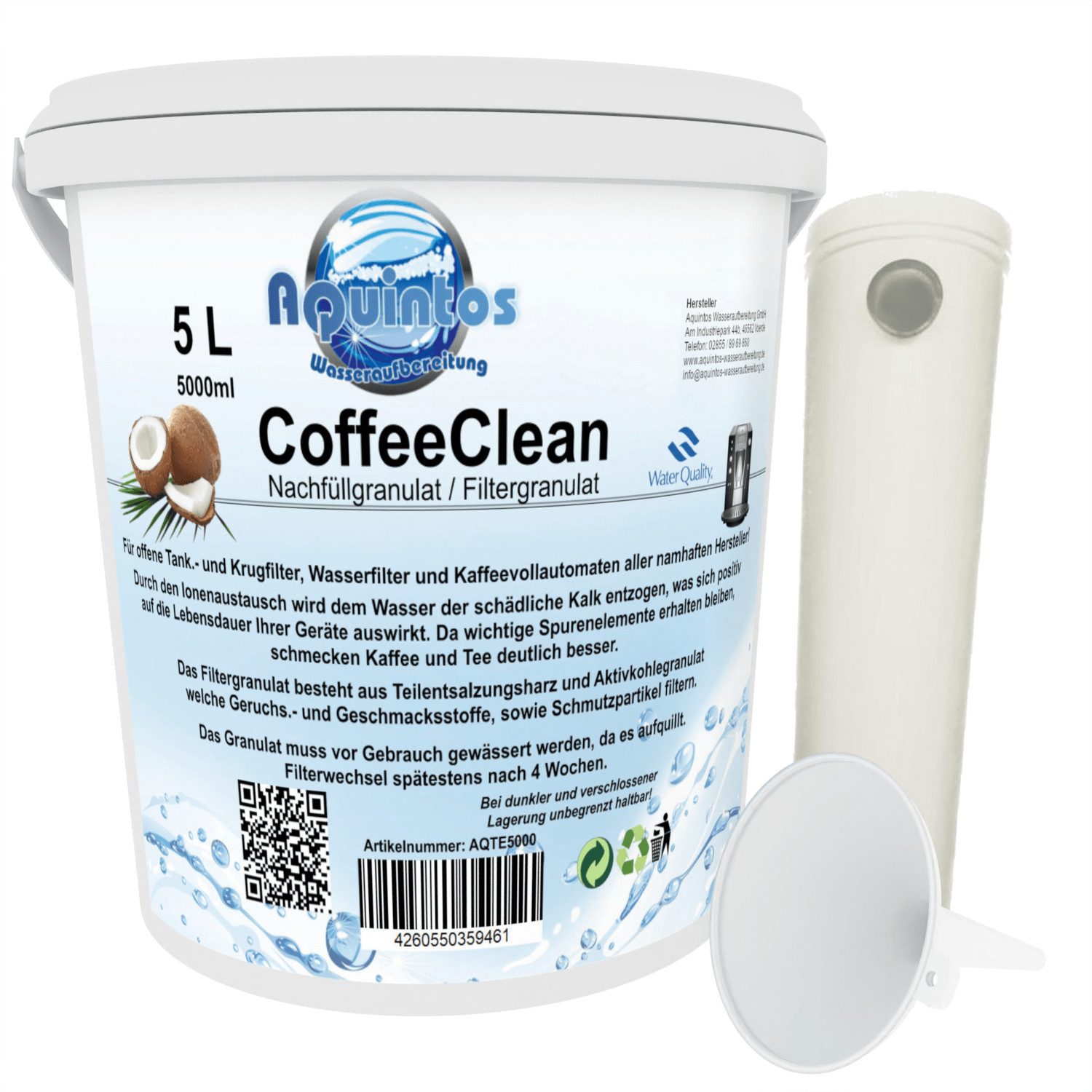 Aquintos Wasseraufbereitung Kalk- und Wasserfilter Nachfüllset Wasserfilter passend für DeLonghi Kaffeevollautomaten mit, Zubehör für Filterpatrone - Nachfüllset, DLSC002/DLSY002/SER3017