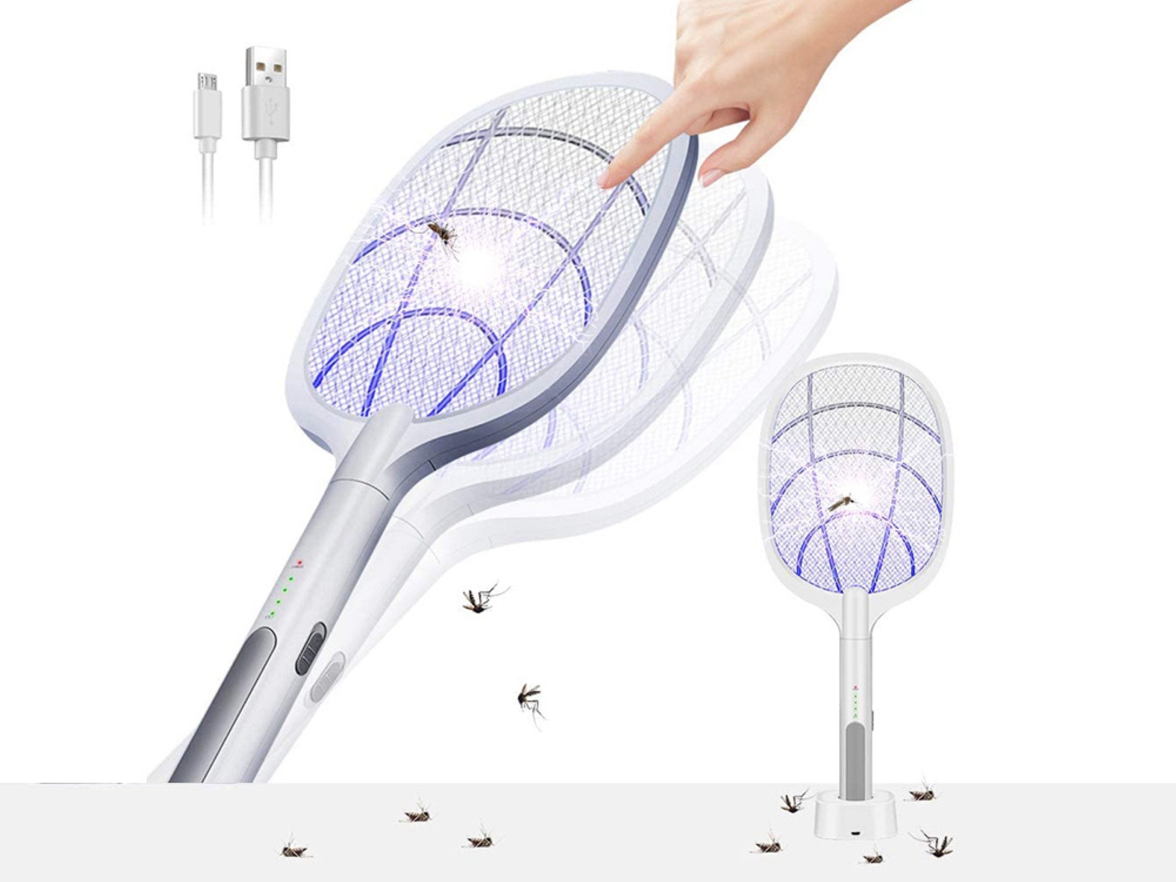 Verkgroup Fliegenklatsche Elektrische Fliegenklatsche UV Insektenlampe Mückenfalle Akku USB, UV-Licht, 3000V Hochspannung, USB-Akku, Ständer – Bild 3 von 5