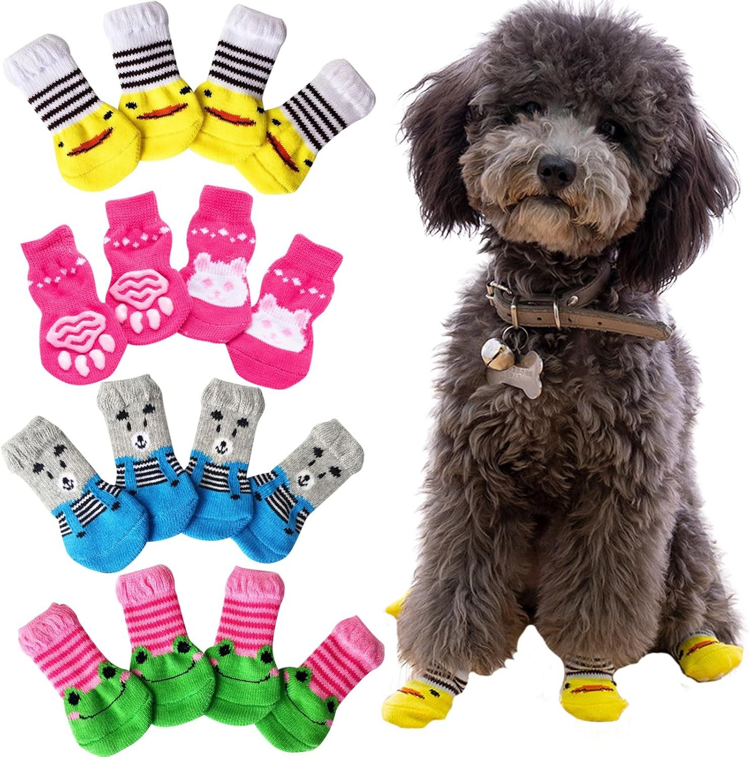 FELIXLEO Pfotenschutz Set Hundesocken Anti-Rutsch Pfotenschutz Warm Indoor für Kleine Hunde., (1-tlg)